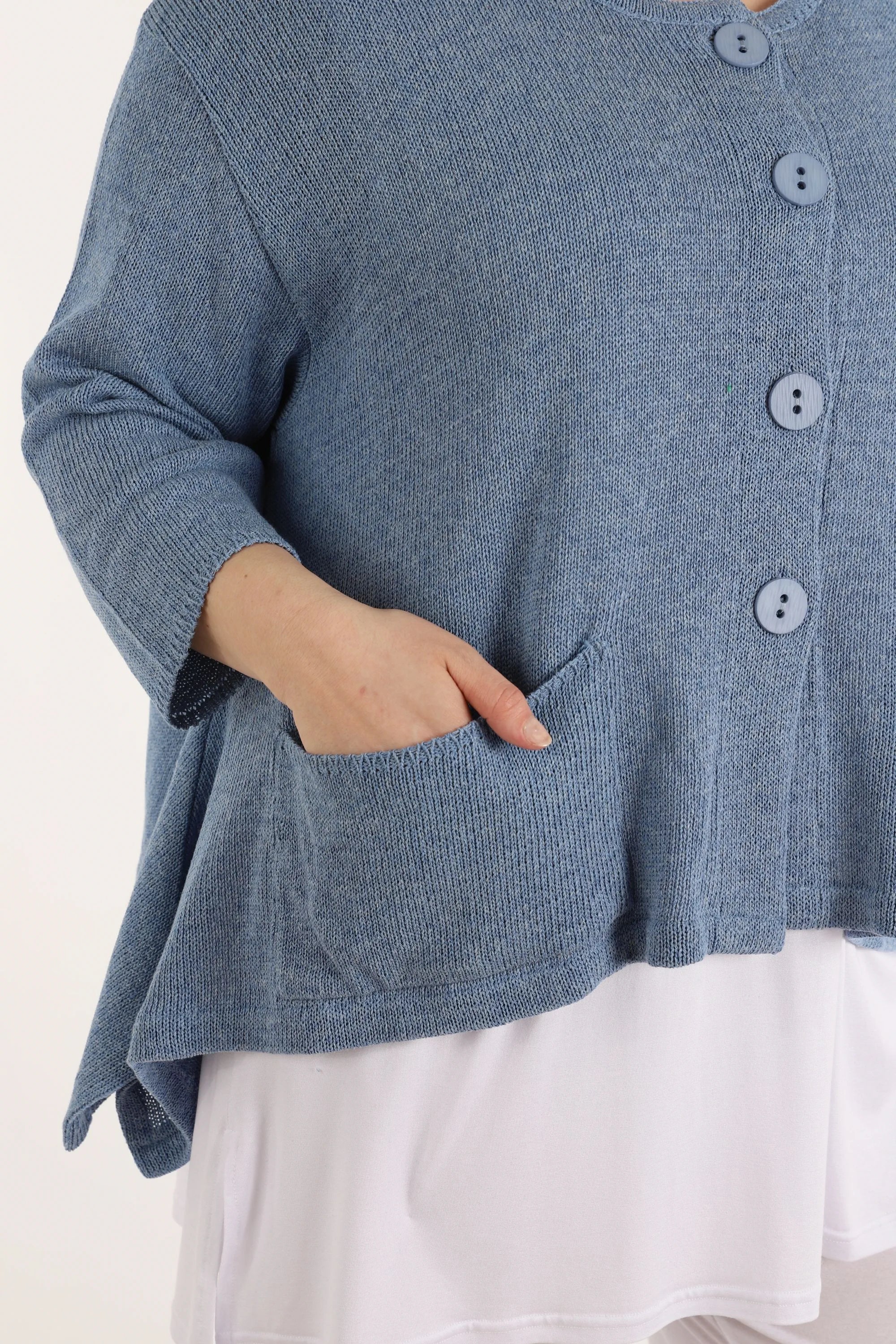  A-Form Jacke von AKH Fashion aus Baumwolle, 1110.00118, Jeansblau, Schick, Modern, Bequem