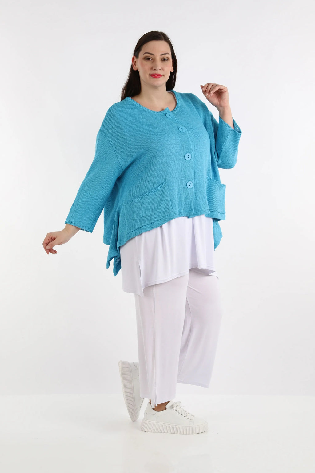  A-Form Jacke von AKH Fashion aus Baumwolle, 1110.00118, Türkisblau, Schick, Modern, Bequem