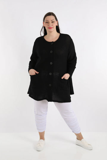 A-Form Jacke von AKH Fashion aus Baumwolle, 1110.01382, Schwarz, Unifarben, Ausgefallen