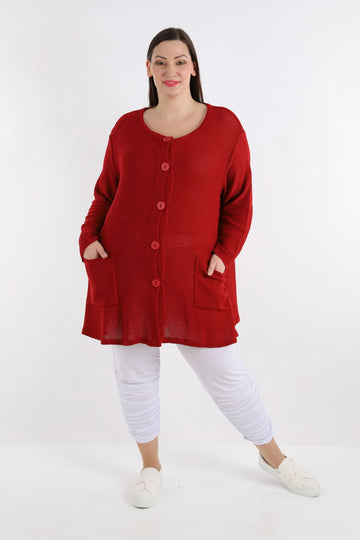 A-Form Jacke von AKH Fashion aus Baumwolle, 1110.01382, Bourdeaux, Unifarben, Ausgefallen