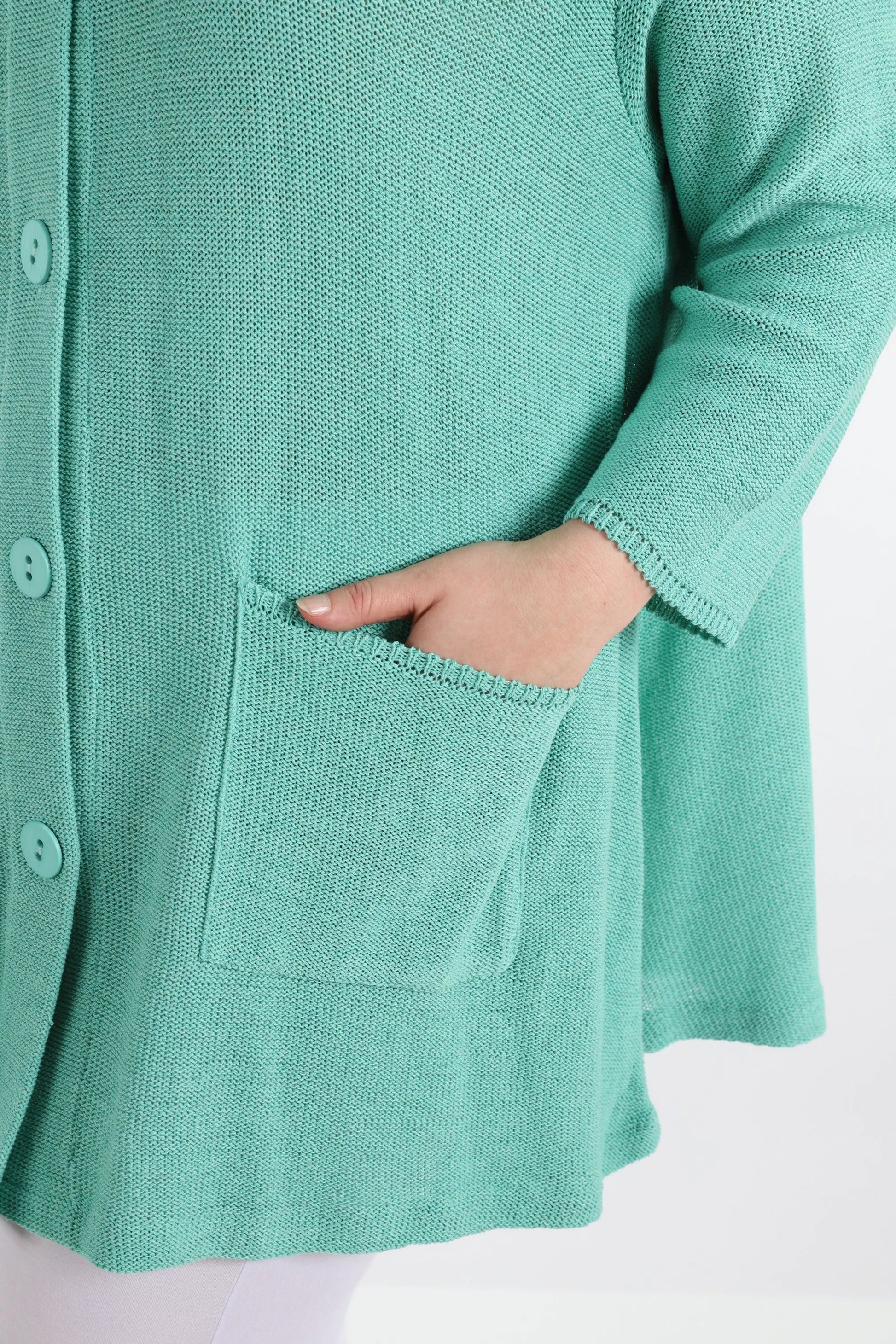  Luftige A-Form Jacke in frischem Mint mit lässigem Oversize-Look und eleganten 7/8-Ärmeln