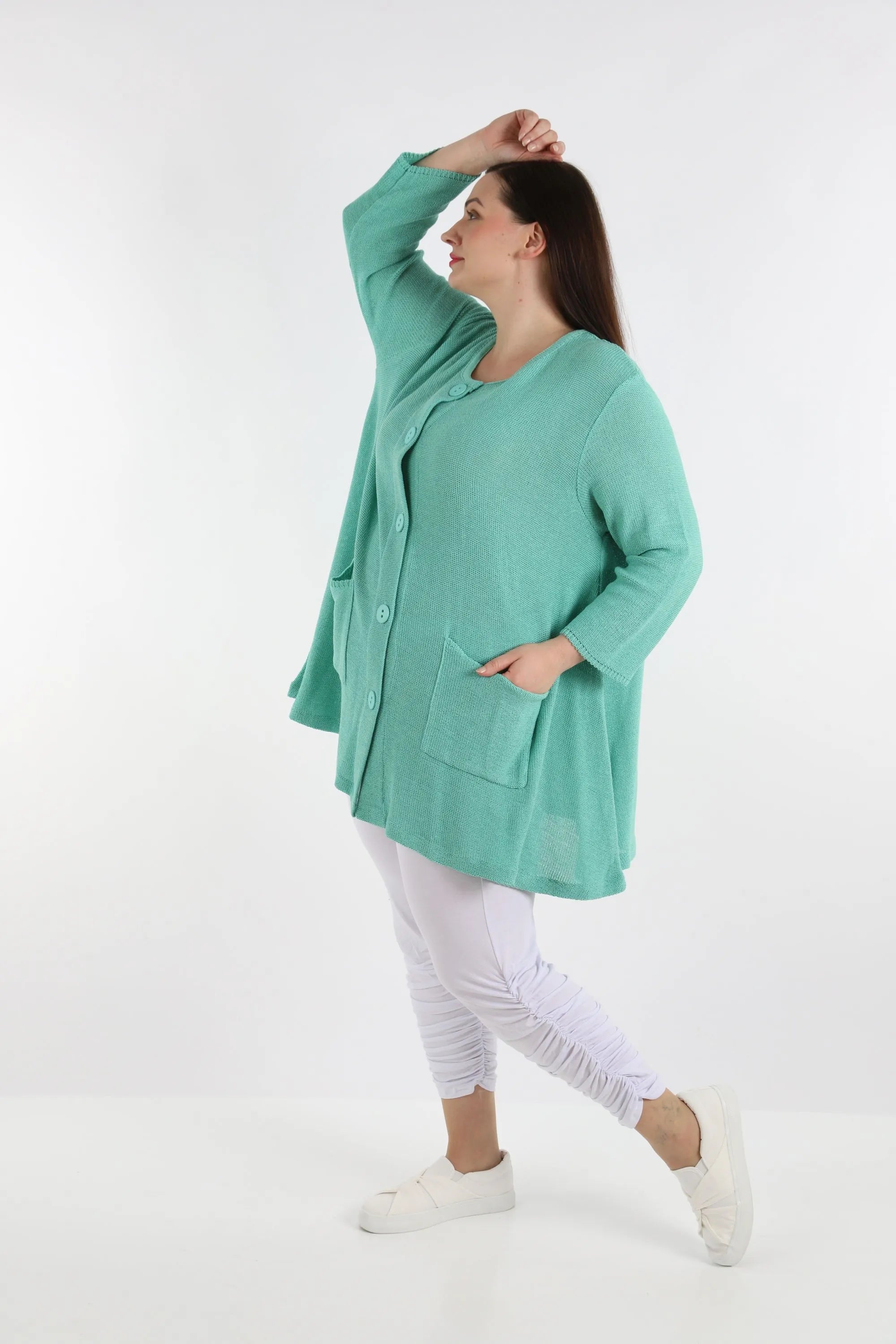  A-Form Jacke von AKH Fashion aus Baumwolle, 1110.01382, Mint, Schick, Modern, Bequem