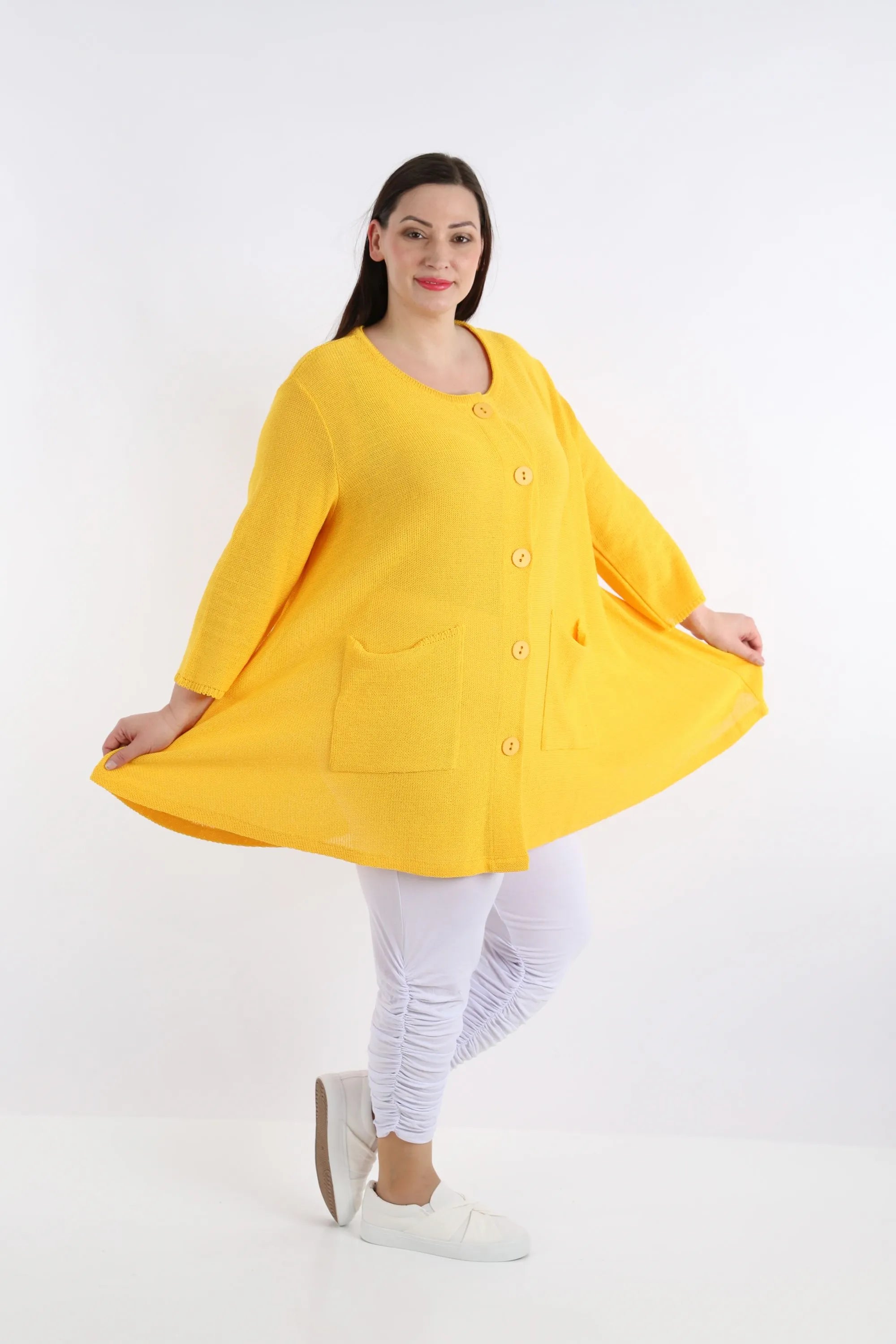  A-Form Jacke von AKH Fashion aus Baumwolle, 1110.01382, Gelb, Schick, Modern, Bequem