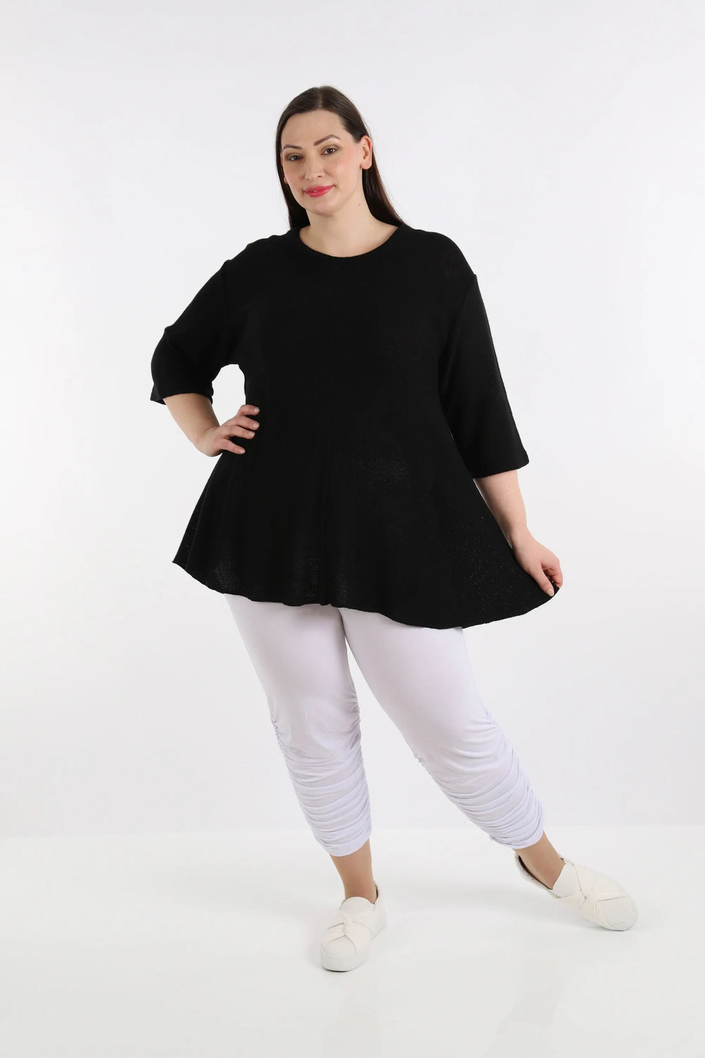  AKH Fashion Shirt in Glocken-Form, aus Baumwolle, 1110.01892, Schwarz, Schick, Modern