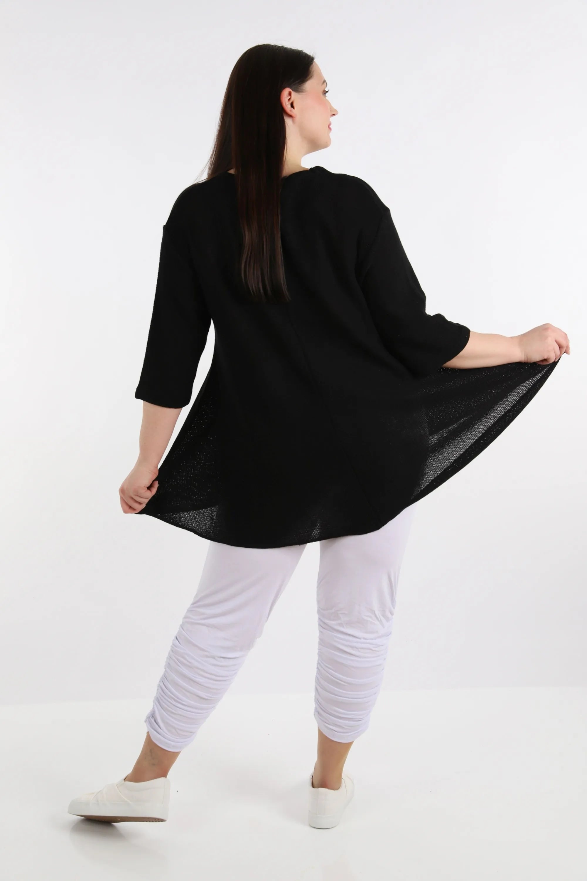  AKH Fashion Shirt in Glocken-Form, aus Baumwolle, 1110.01892, Schwarz, Schick, Modern