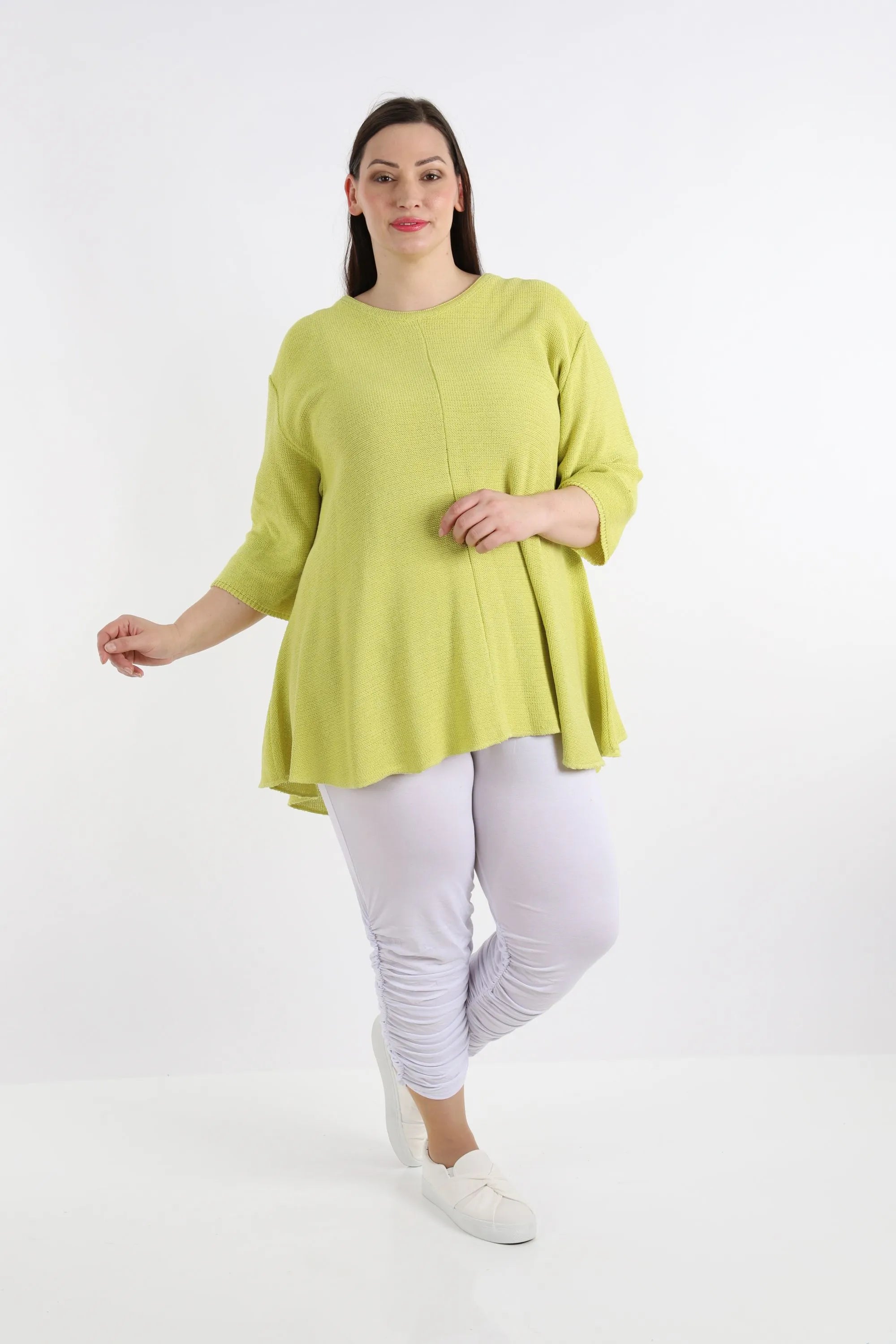  AKH Fashion Shirt in Glocken-Form, aus Baumwolle, 1110.01892, Lime, Schick, Modern, Bequem