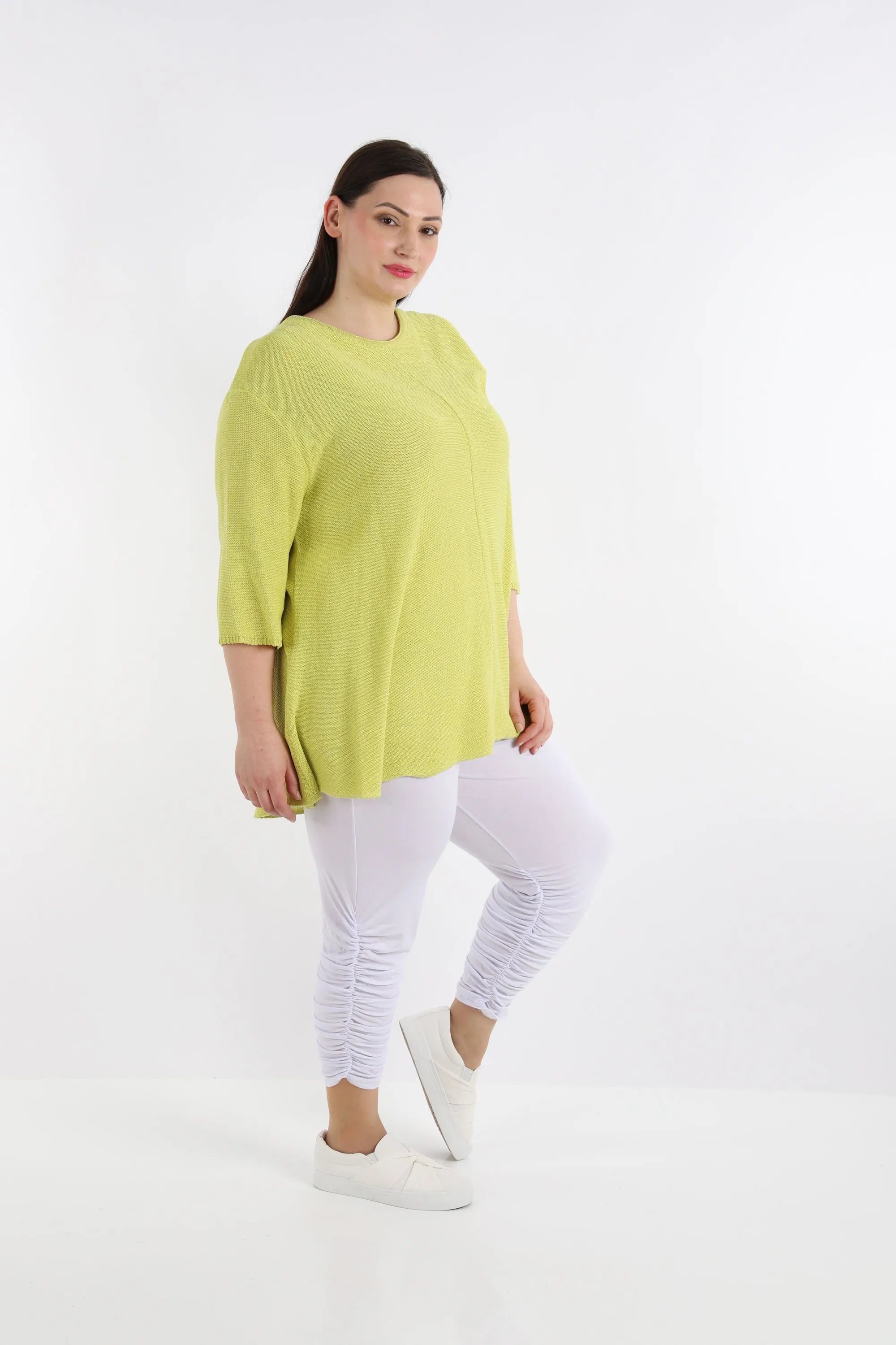  AKH Fashion Shirt in Glocken-Form, aus Baumwolle, 1110.01892, Lime, Schick, Modern, Bequem
