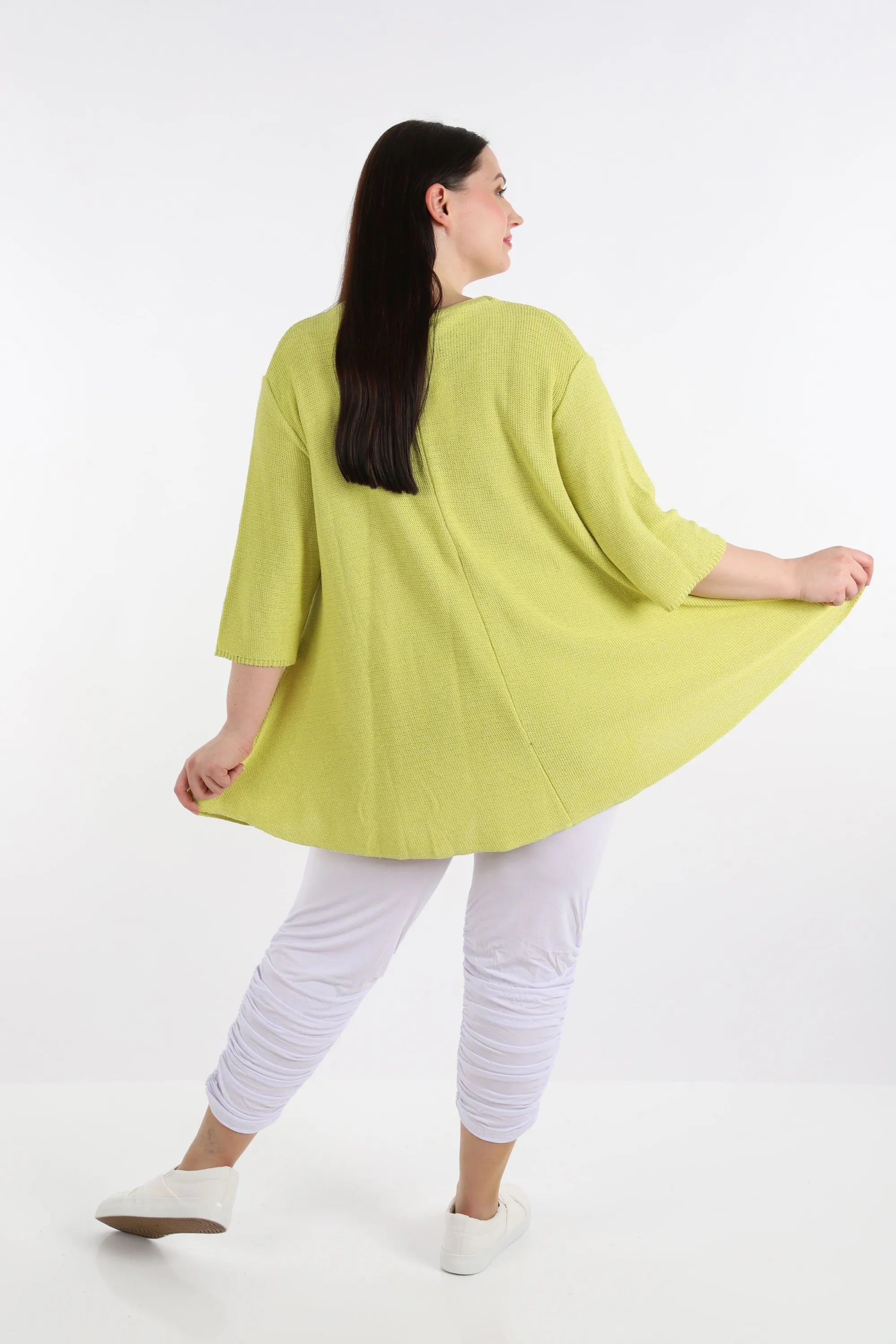  AKH Fashion Shirt in Glocken-Form, aus Baumwolle, 1110.01892, Lime, Schick, Modern, Bequem