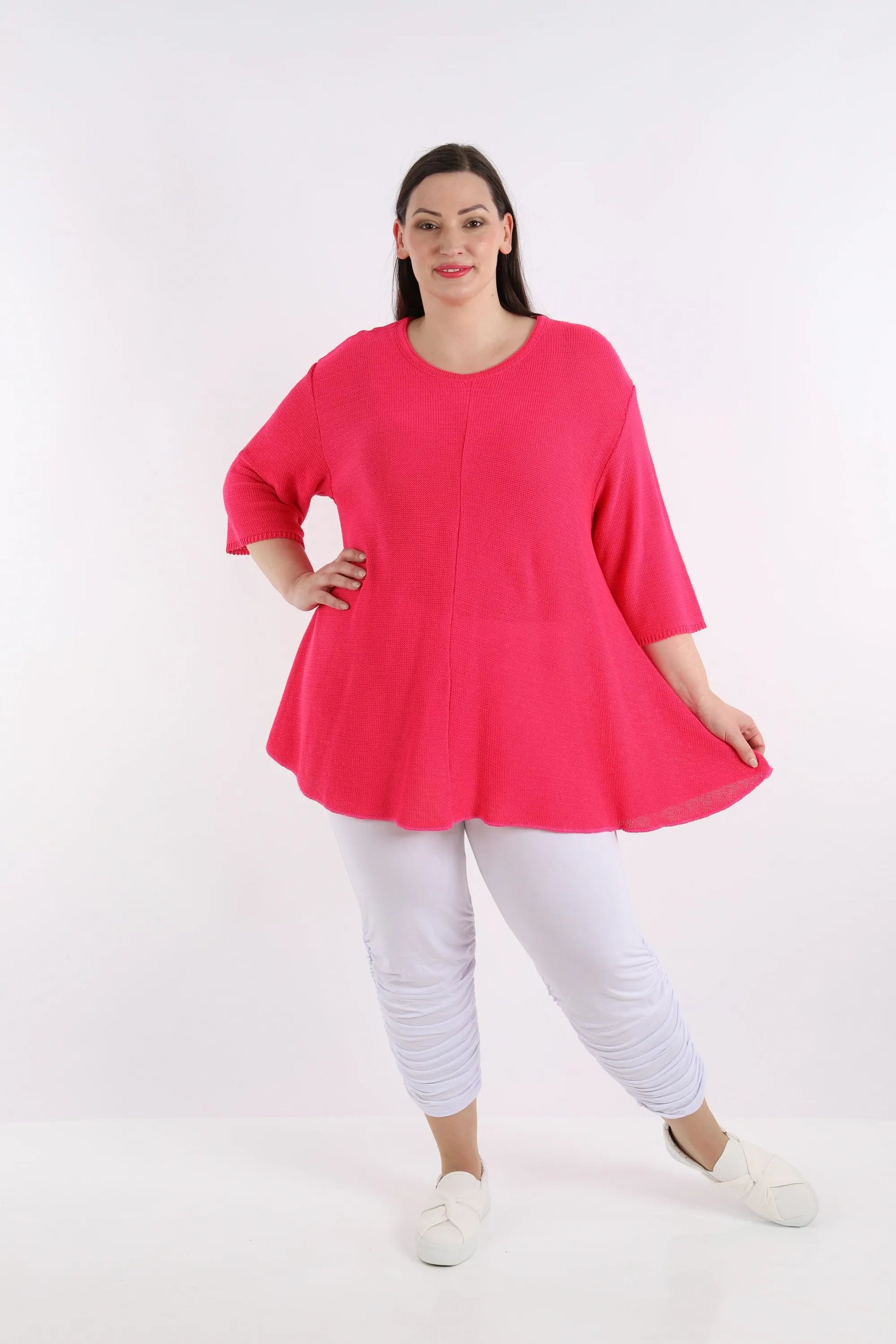  Oversized Glocken-Form Shirt in leuchtendem Fuchsia aus hochwertiger Baumwolle für lässige Lagenlooks