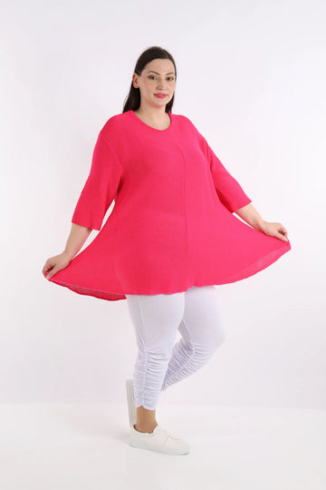  Oversized Glocken-Form Shirt in leuchtendem Fuchsia aus hochwertiger Baumwolle für lässige Lagenlooks