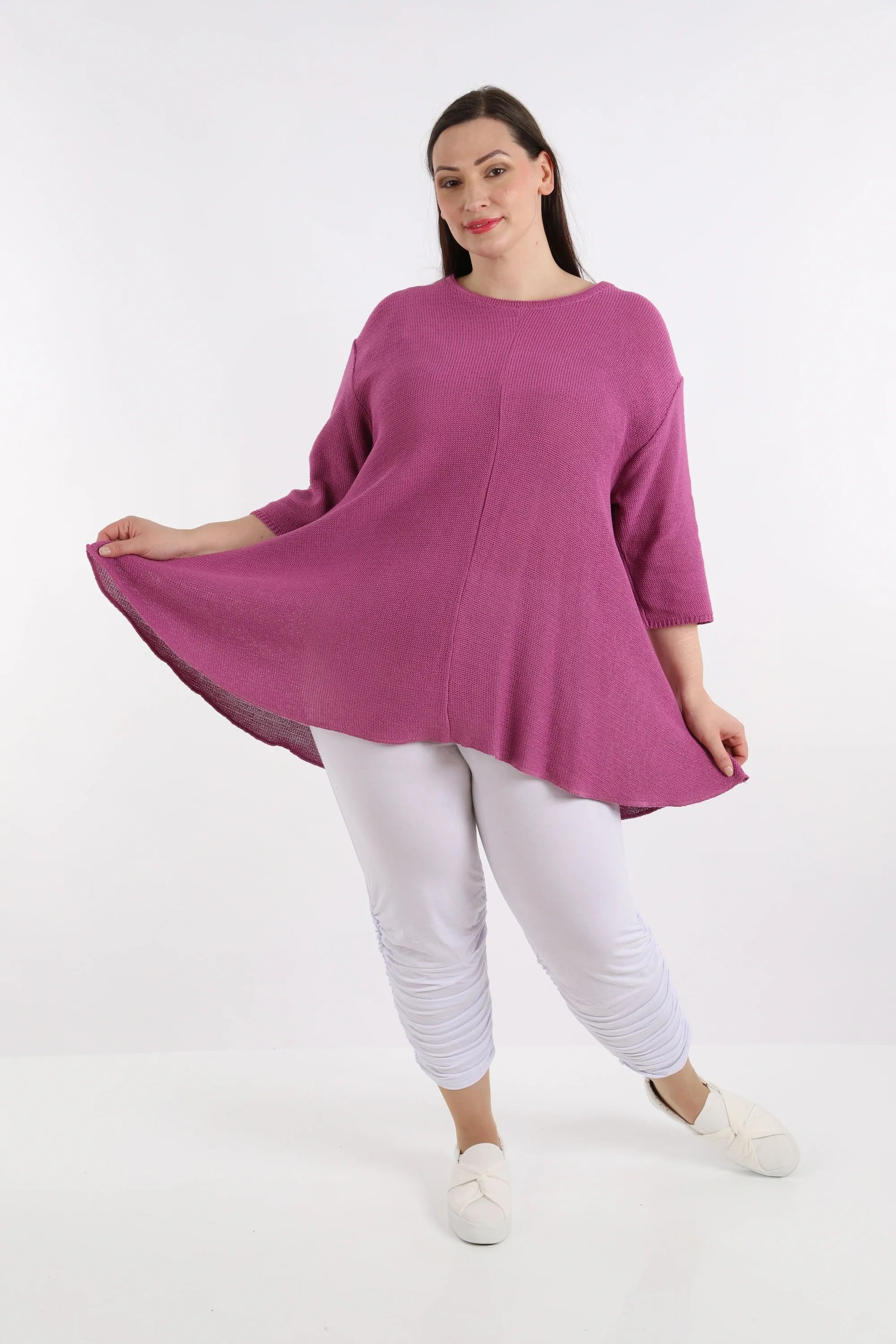  AKH Fashion Shirt in Glocken-Form, aus Baumwolle, 1110.01892, Beere, Schick, Modern