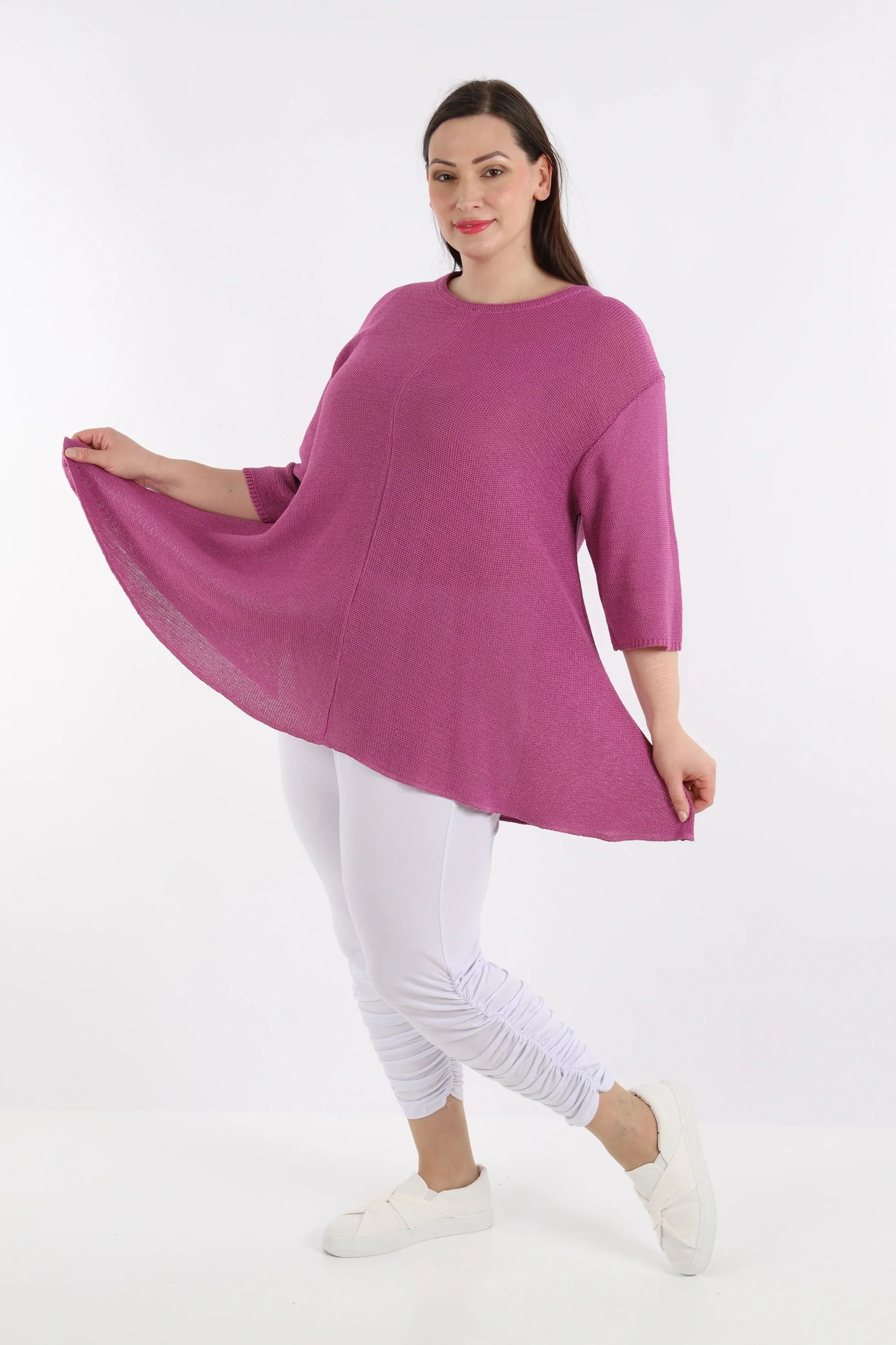  AKH Fashion Shirt in Glocken-Form, aus Baumwolle, 1110.01892, Beere, Schick, Modern