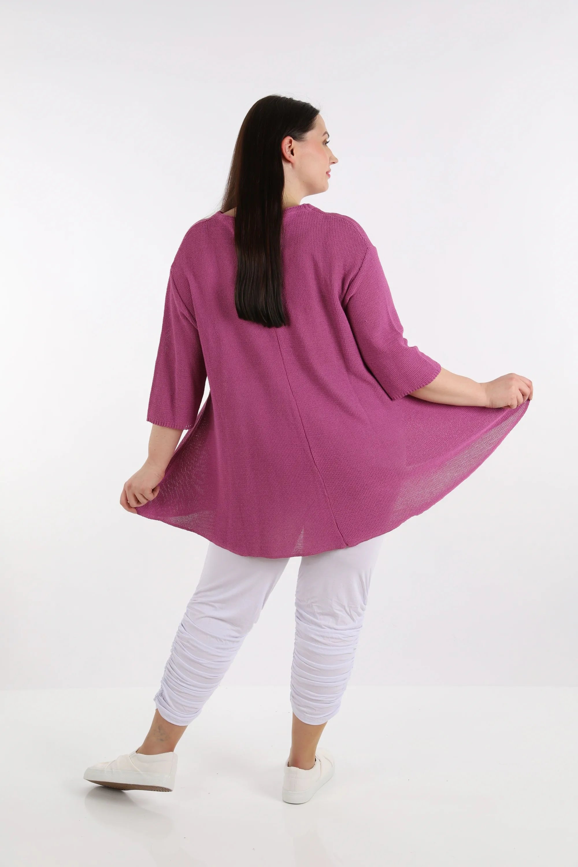  AKH Fashion Shirt in Glocken-Form, aus Baumwolle, 1110.01892, Beere, Schick, Modern
