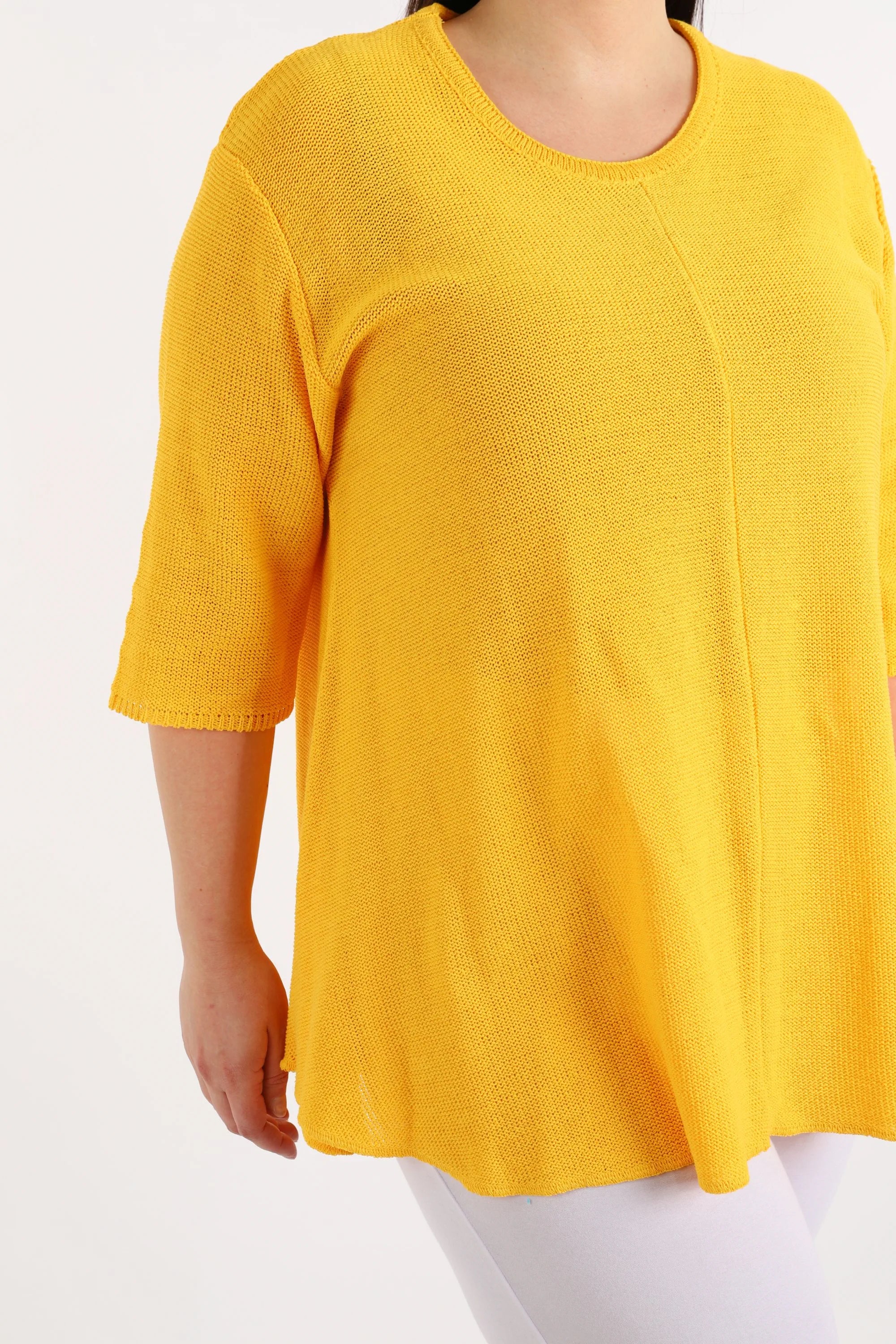  AKH Fashion Shirt in Glocken-Form, aus Baumwolle, 1110.01892, Gelb, Schick, Modern, Bequem