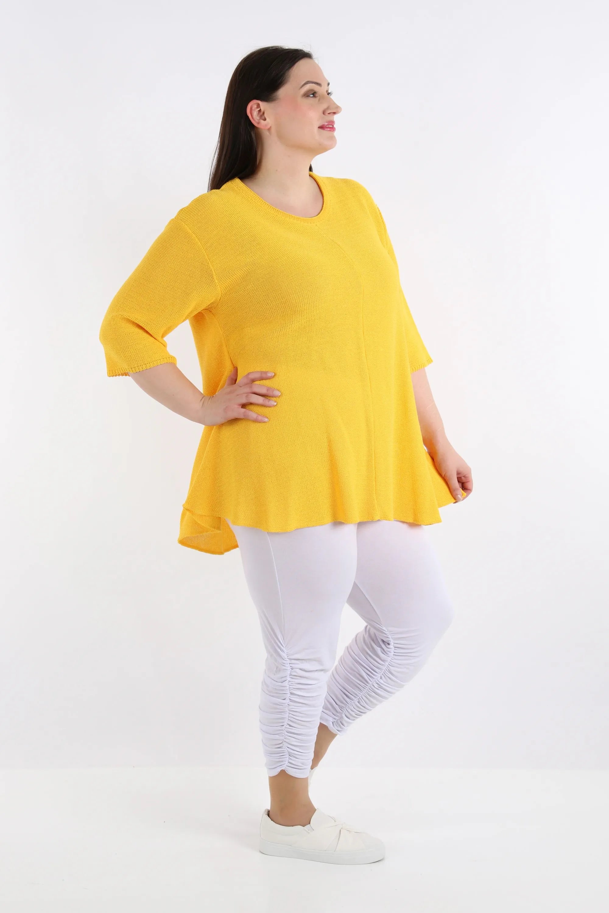  AKH Fashion Shirt in Glocken-Form, aus Baumwolle, 1110.01892, Gelb, Schick, Modern, Bequem