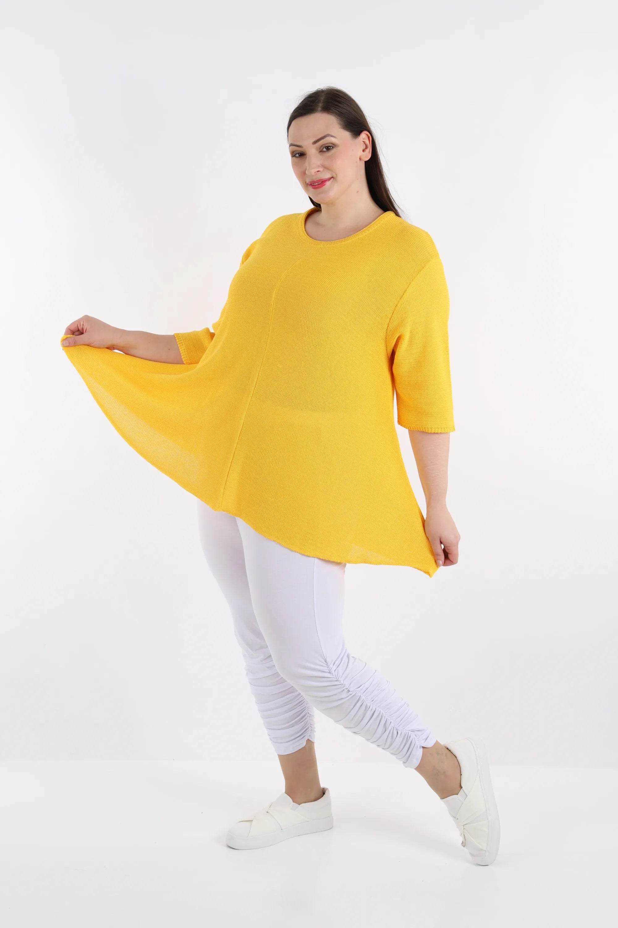  AKH Fashion Shirt in Glocken-Form, aus Baumwolle, 1110.01892, Gelb, Schick, Modern, Bequem