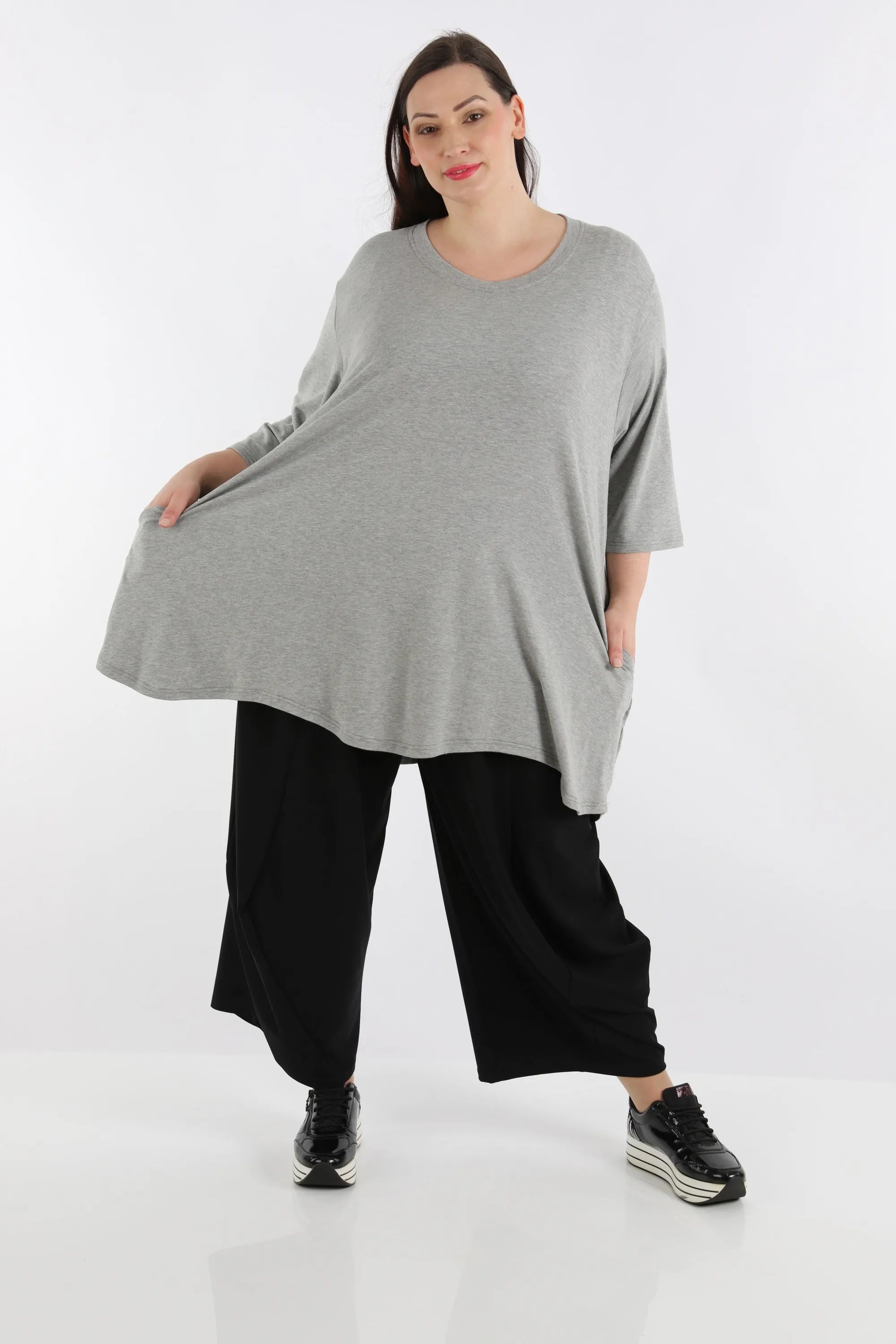  A-Form Shirt von AKH Fashion aus Viskose, 1233.02135, Grau, Schick, Modern, Bequem