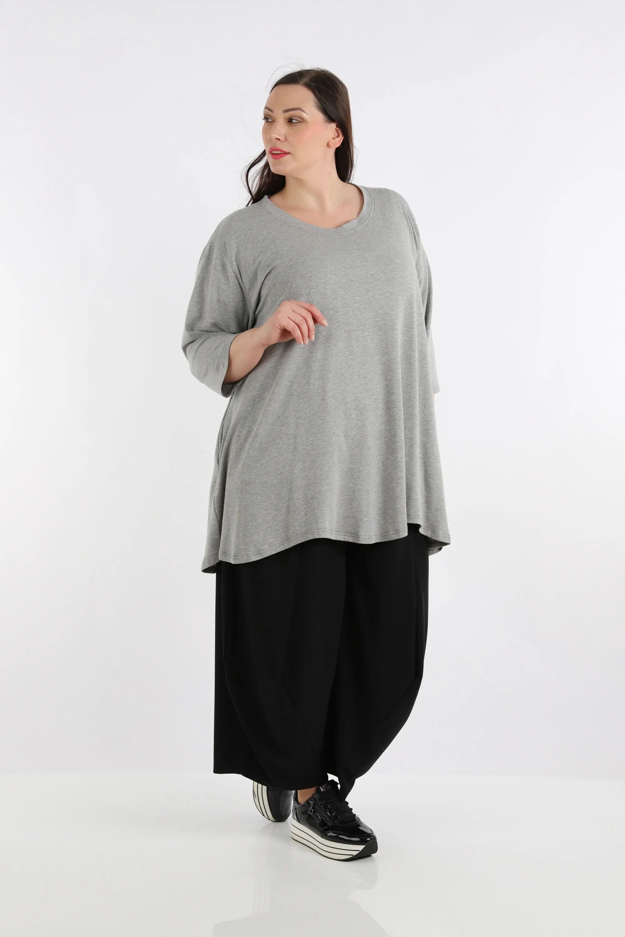  A-Form Shirt von AKH Fashion aus Viskose, 1233.02135, Grau, Schick, Modern, Bequem