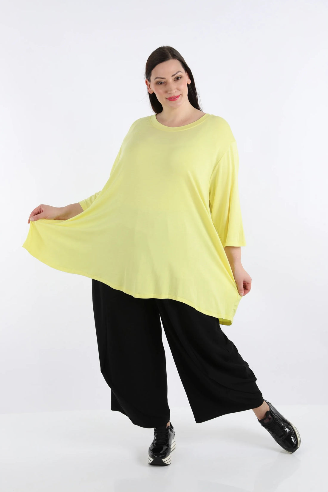 A-Form Shirt von AKH Fashion aus Viskose, 1233.02135, Gelb, Unifarben, Ausgefallen, Modern
