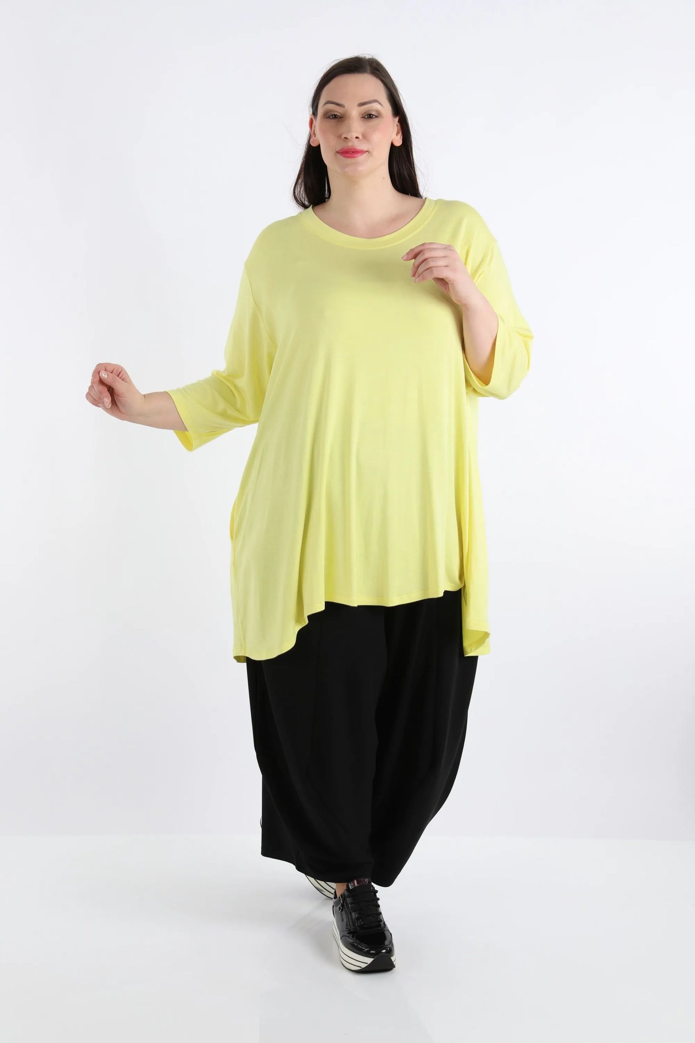 A-Form Shirt von AKH Fashion aus Viskose, 1233.02135, Gelb, Unifarben, Ausgefallen, Modern