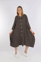  A-Form Jacke von AKH Fashion aus Viskose, 1244.05554, Marineblau-Cognac, Punkte, Schick