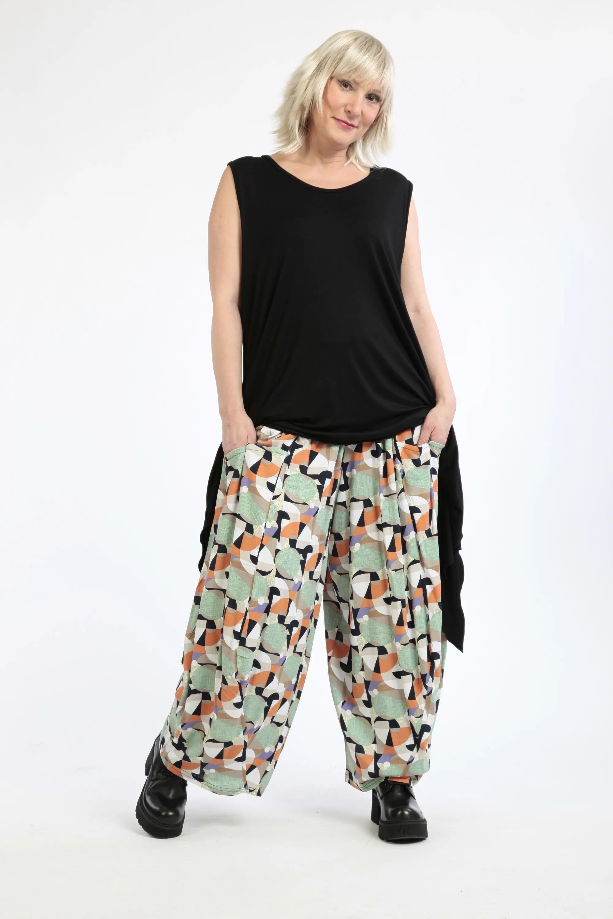 Ballonhose von AKH Fashion aus Viskose, 1251.08069, Lime-Grün-Orange, Grafik, Schick