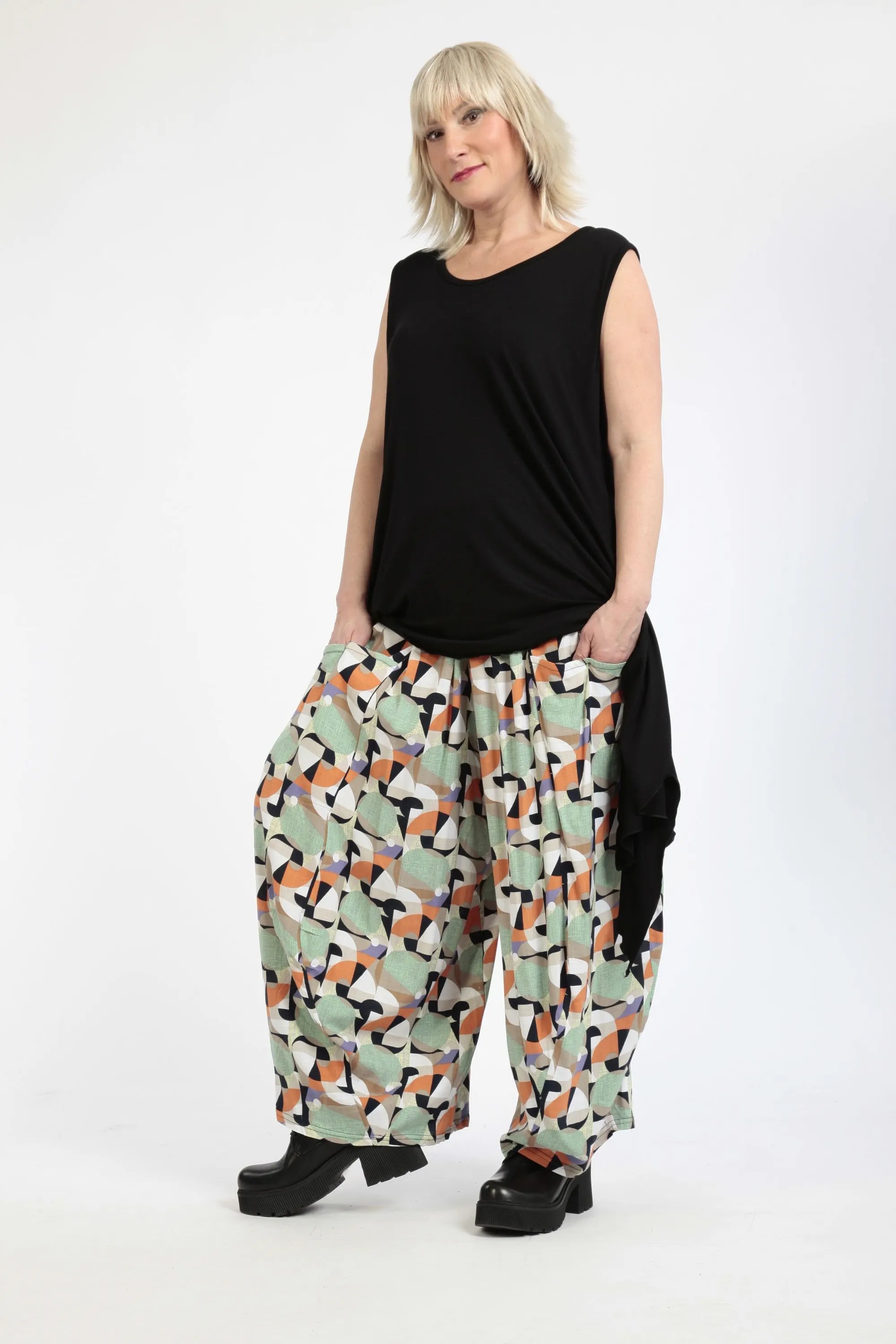  Ballonhose von AKH Fashion aus Viskose, 1251.08069, Lime-Grün-Orange, Grafik, Schick