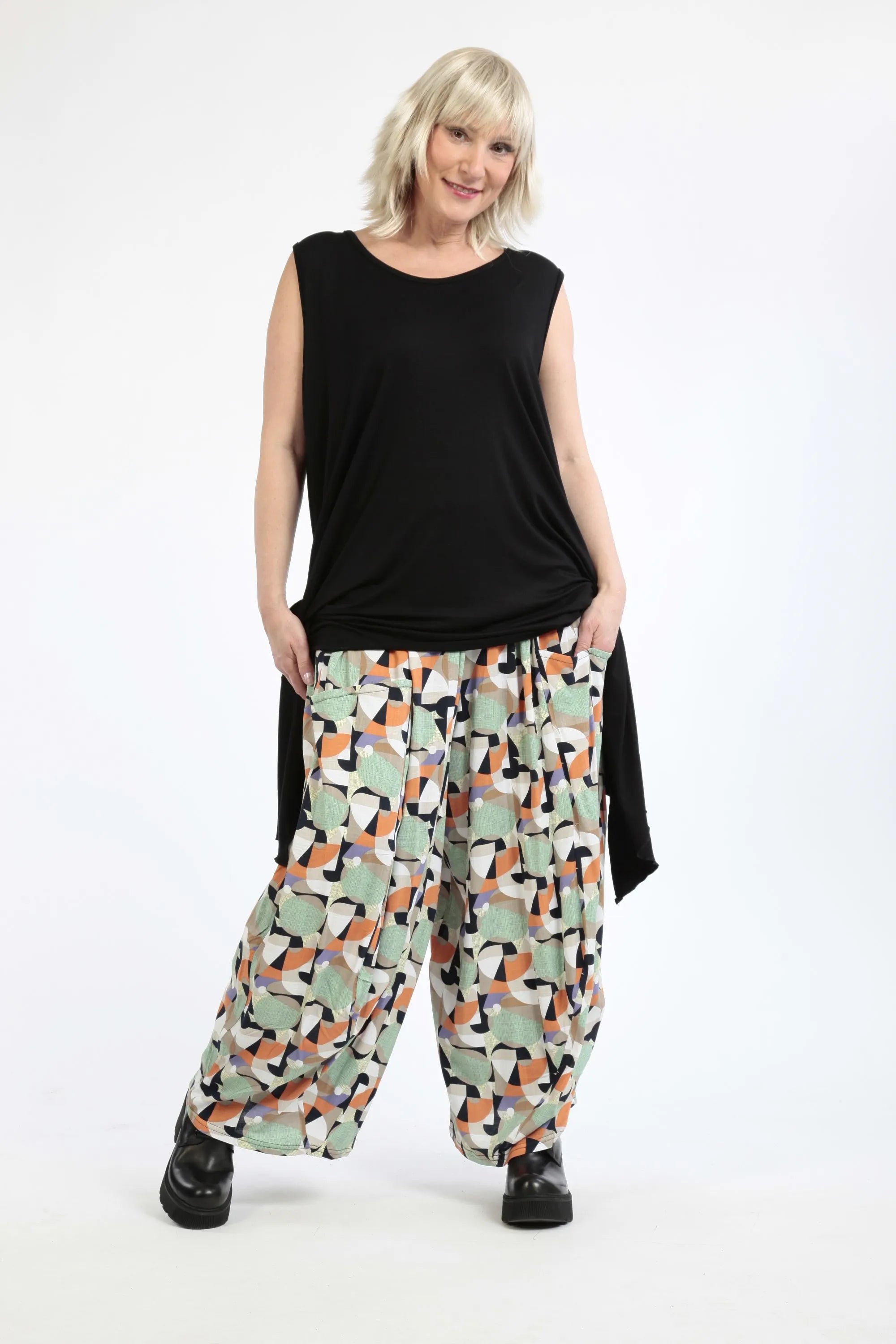  Ballonhose von AKH Fashion aus Viskose, 1251.08069, Lime-Grün-Orange, Grafik, Schick