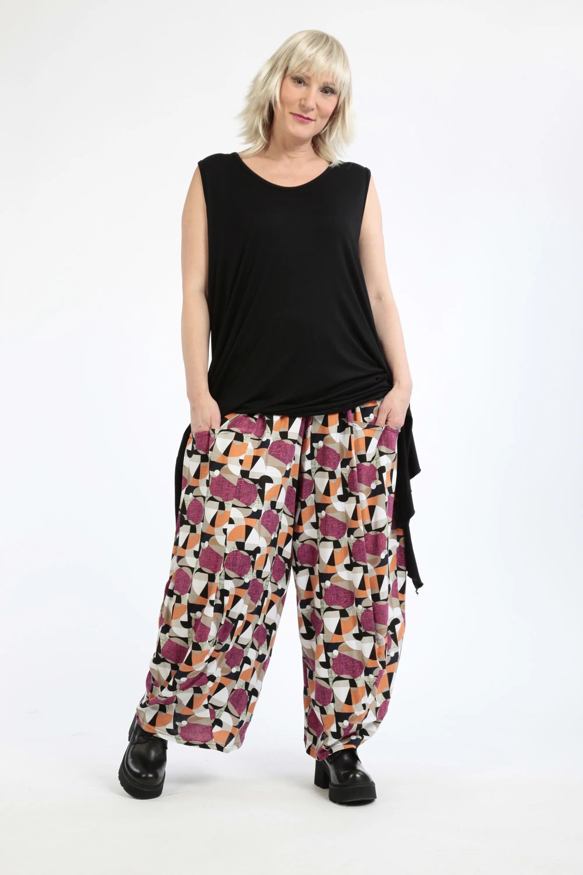  Ballonhose von AKH Fashion aus Viskose, 1251.08069, Fuchsia-Pink-Cognac, Grafik, Schick