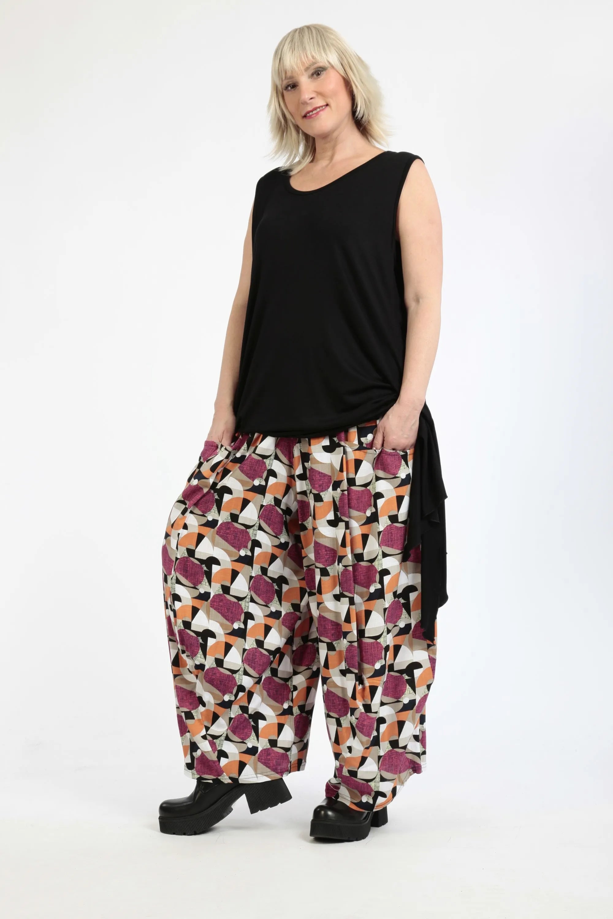  Ballonhose von AKH Fashion aus Viskose, 1251.08069, Fuchsia-Pink-Cognac, Grafik, Schick