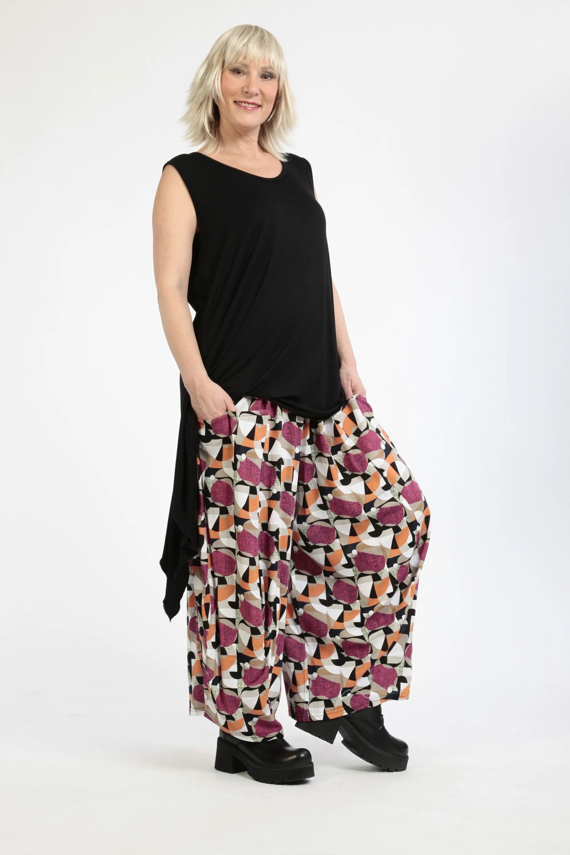  Ballonhose von AKH Fashion aus Viskose, 1251.08069, Fuchsia-Pink-Cognac, Grafik, Schick