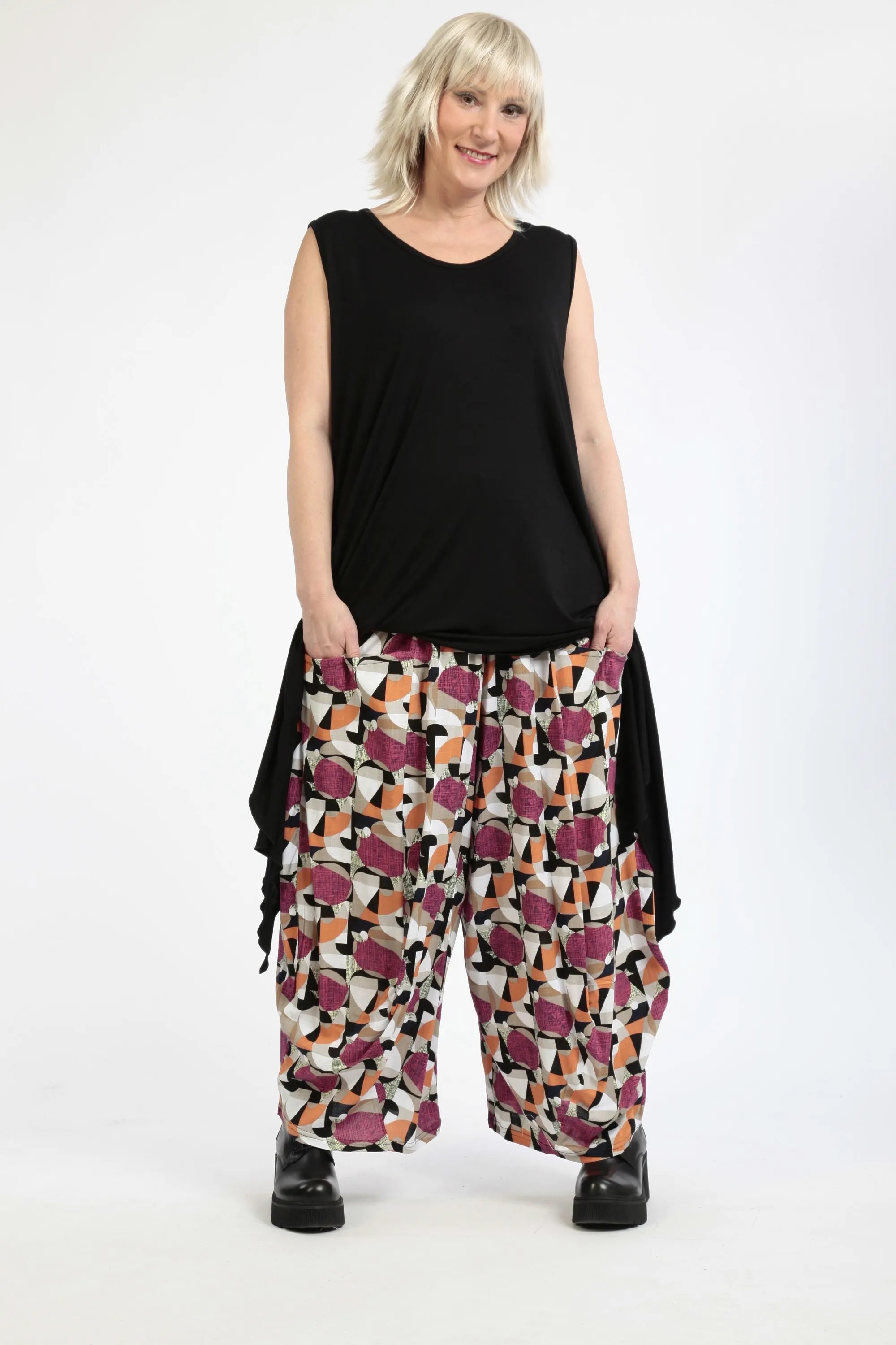  Ballonhose von AKH Fashion aus Viskose, 1251.08069, Fuchsia-Pink-Cognac, Grafik, Schick