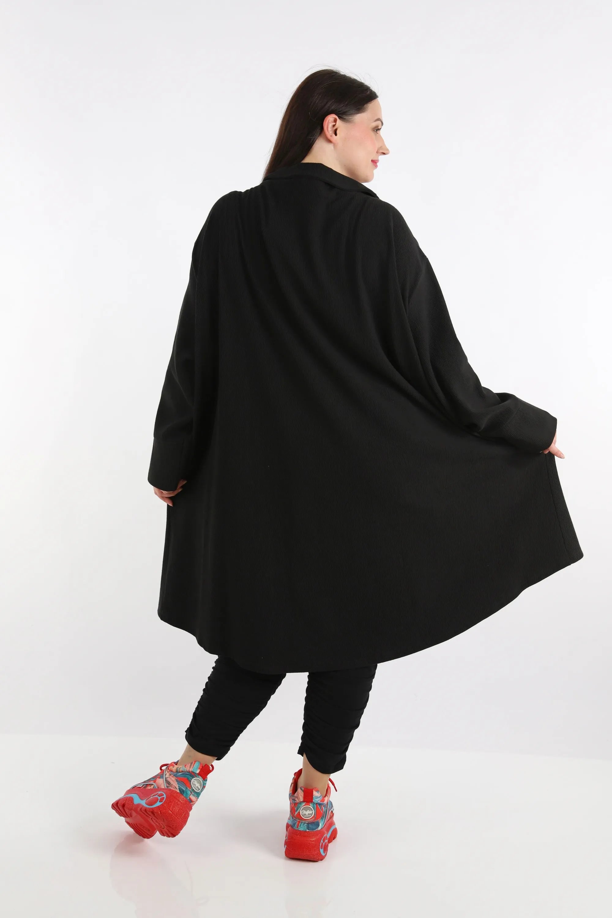  AKH Fashion Mantel in gerundeter Form, aus Baumwolle, 1252.02276, Schwarz, Schick, Modern