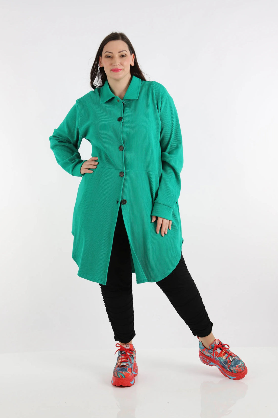 Bluse von AKH Fashion aus Baumwolle in gerundeter Form, 1252.06881, Grün, Schick, Modern