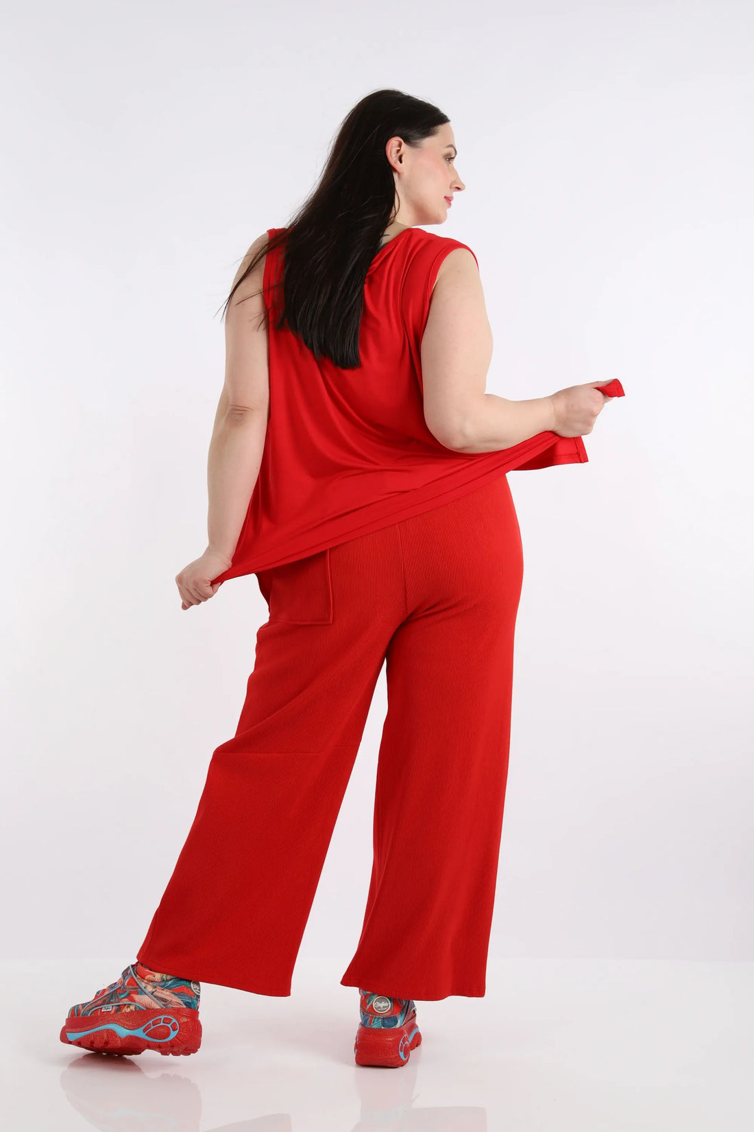 Hose von AKH Fashion aus Baumwolle in gerader Form, 1252.06907, Rot, Unifarben, Schick