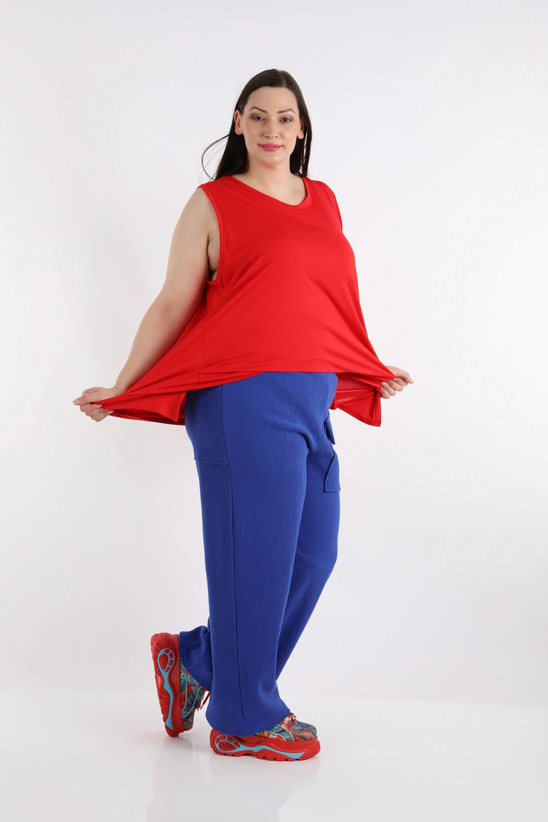 Hose von AKH Fashion aus Baumwolle in gerader Form, 1252.06907, Blau, Unifarben, Schick