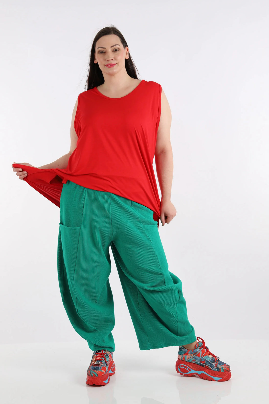 Ballonhose von AKH Fashion aus Baumwolle, 1252.08069, Grün, Unifarben, Ausgefallen, Modern