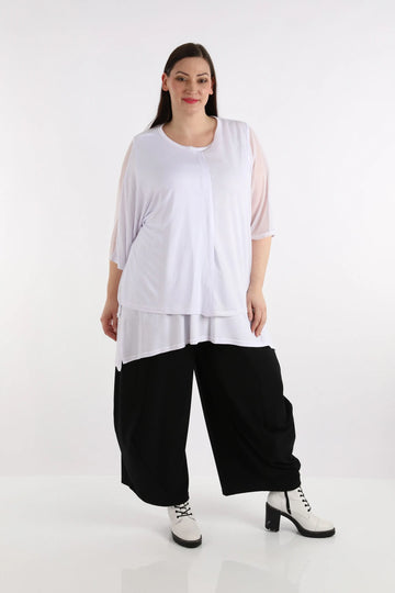  Kastiges Oversize Shirt in Weiß aus weicher, leichter Viskose für lässige Lagenlooks im Frühling und Sommer