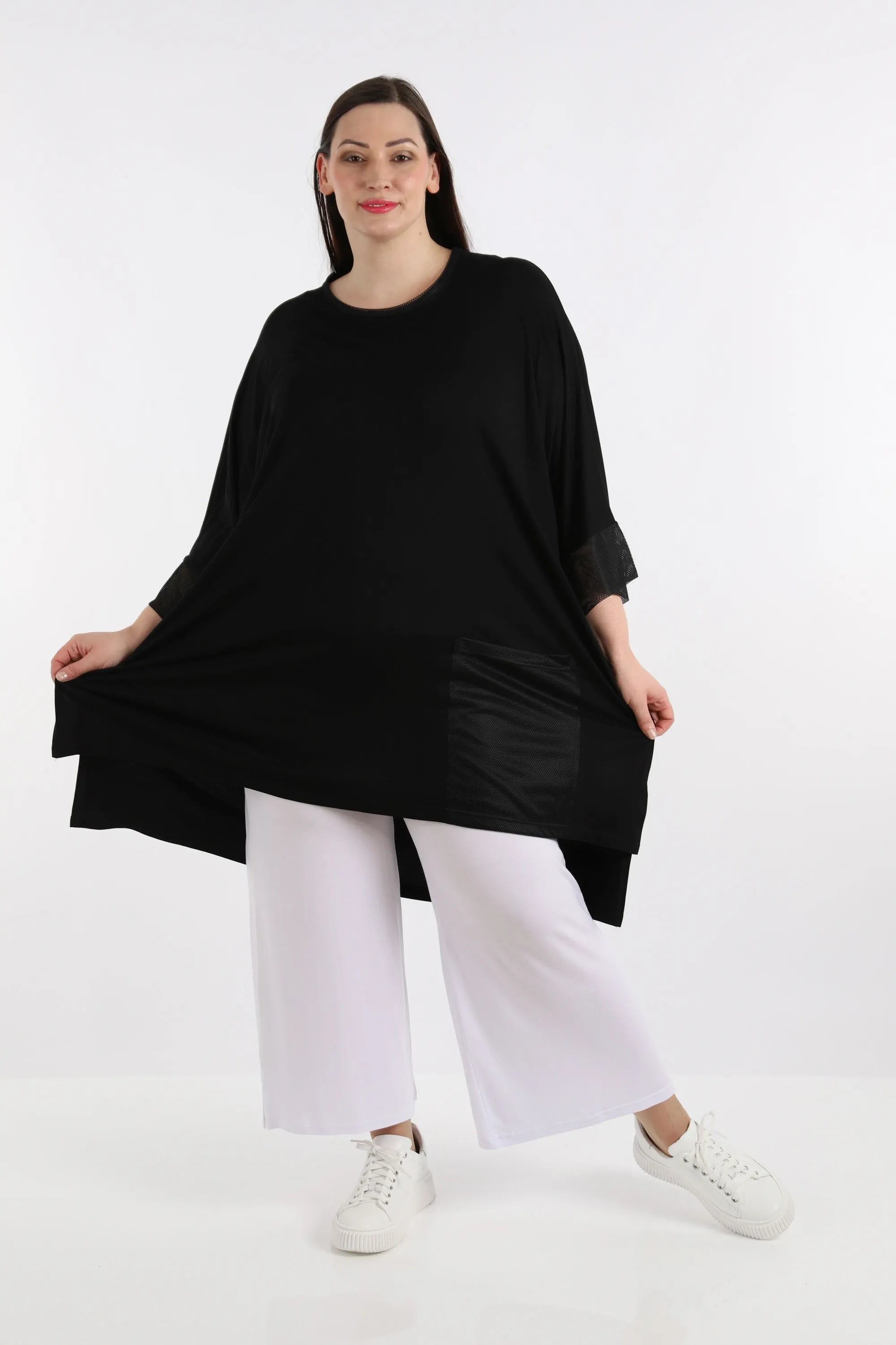  AKH Fashion Bigshirt in kastiger Form, aus Viskose, 1274.06925, Schwarz, Schick, Modern