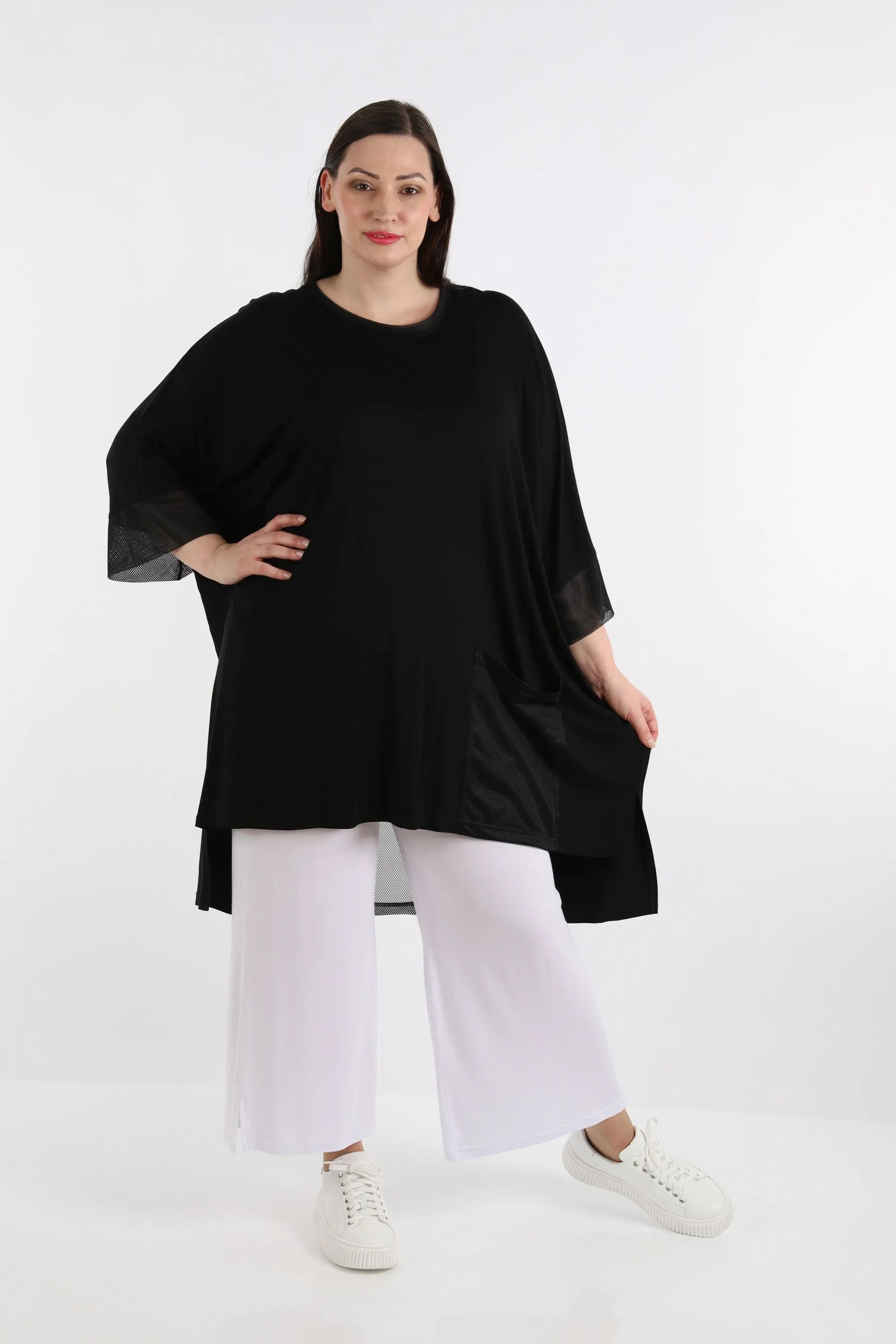  AKH Fashion Bigshirt in kastiger Form, aus Viskose, 1274.06925, Schwarz, Schick, Modern