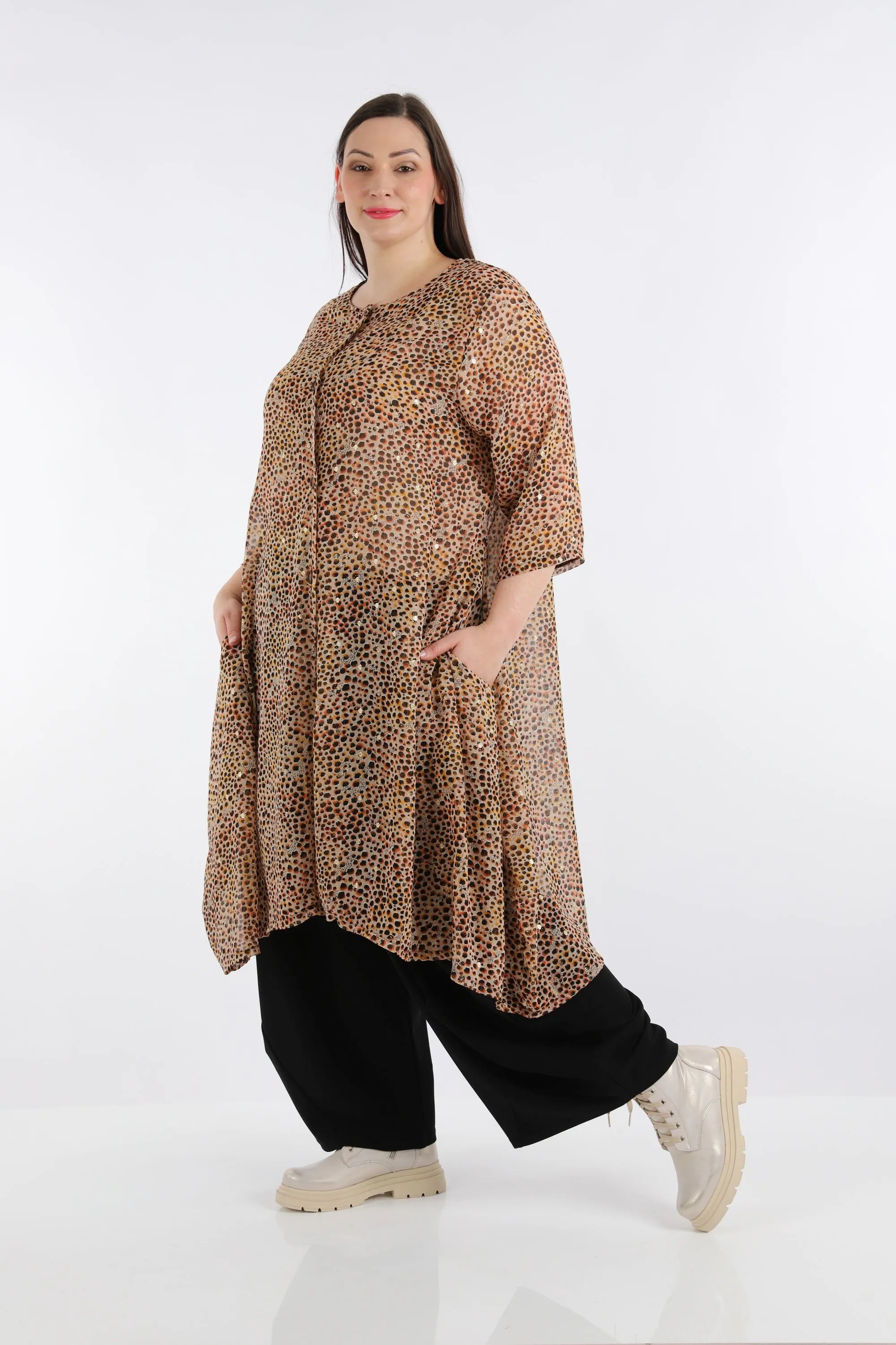  Ballonjacke von AKH Fashion aus Viskose, 1279.05554, Cognac, Animal, Schick, Modern