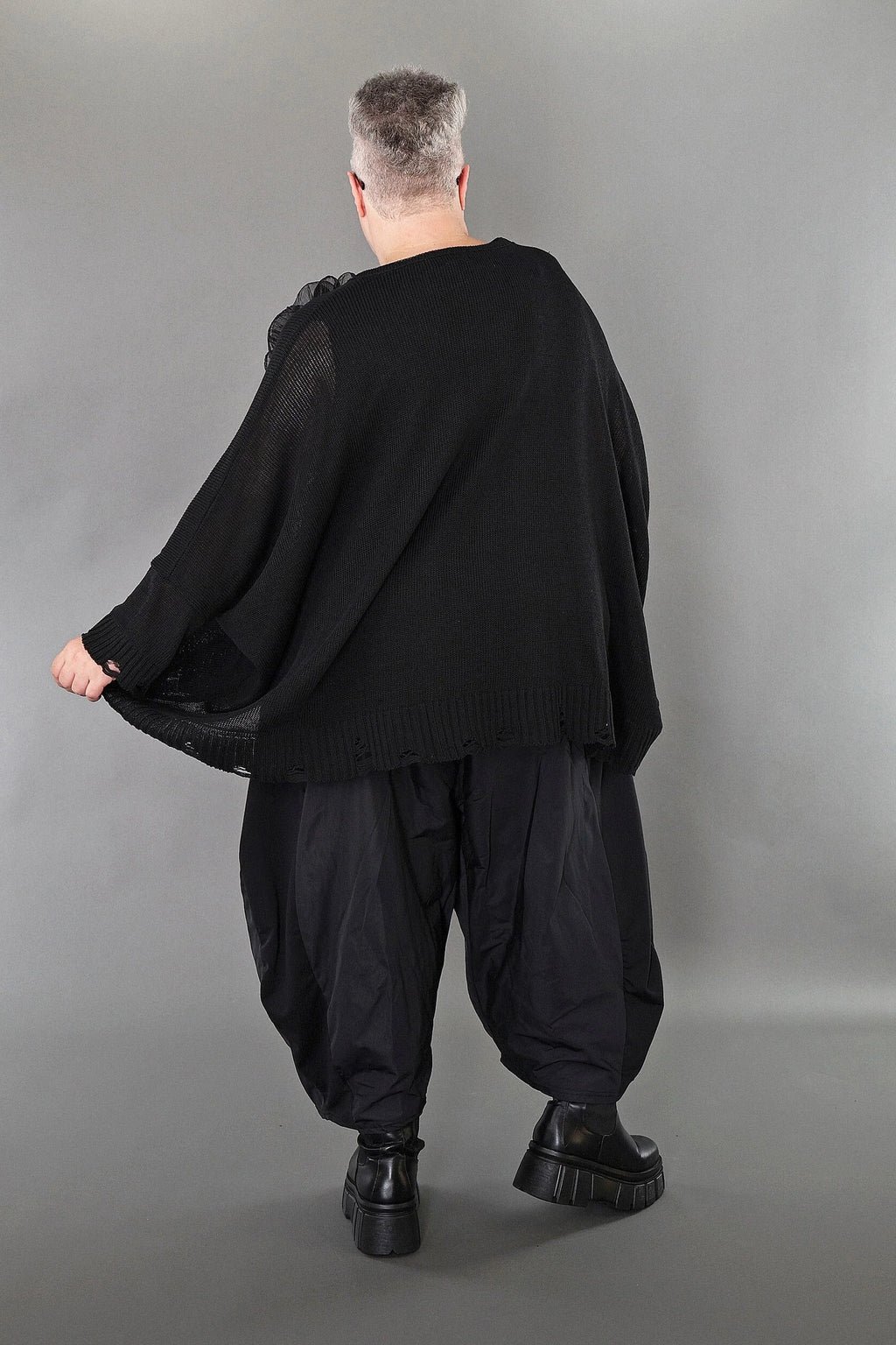  AKH Premium Bigshirt in kastiger Form, aus Baumwolle, P1002.2535, Schwarz, Ausgefallen