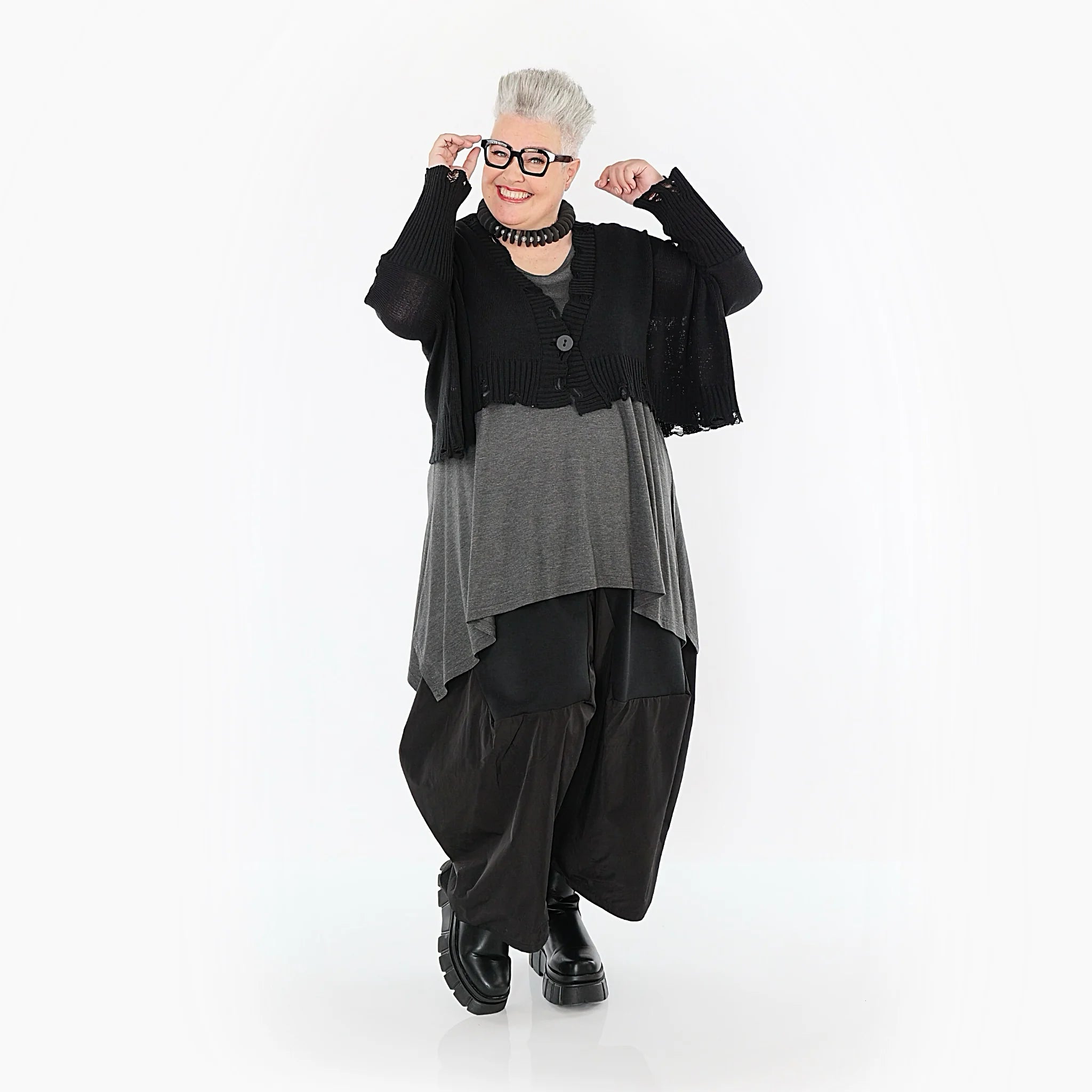  AKH Premium Jacke in kastiger Form, aus Baumwolle, P1002.2540, Schwarz, Ausgefallen