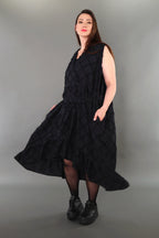  A-Form Kleid von AKH Premium aus Baumwolle, P1004.7115, Schwarz, Raute, Ausgefallen