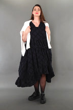  A-Form Kleid von AKH Premium aus Baumwolle, P1004.7115, Schwarz, Raute, Ausgefallen