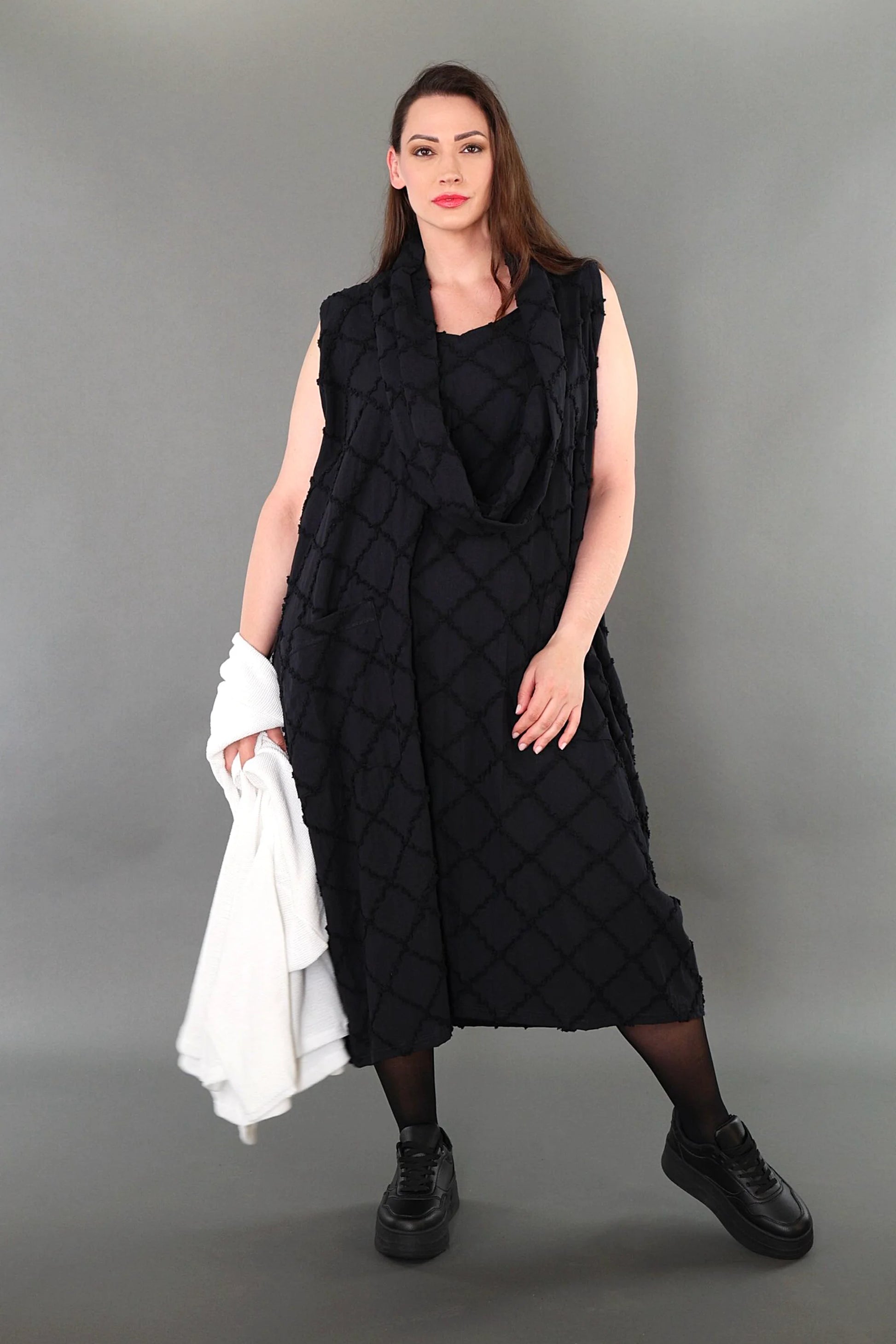  Ballonkleid von AKH Premium aus Baumwolle, P1004.7118, Schwarz, Raute, Ausgefallen, Schick