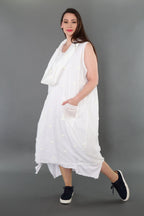  Ballonkleid von AKH Premium aus Baumwolle, P1005.7118, Weiß, Punkte, Ausgefallen, Zeitlos