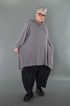 A-Form Bigshirt von AKH Premium aus Viskose, P1008.3371, Hellgrau, Ausgefallen, Zeitlos