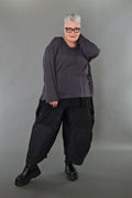  AKH Premium Bigshirt in gerader Form, aus Viskose, P1008.7130, Dunkelgrau, Ausgefallen