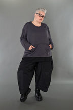  AKH Premium Bigshirt in gerader Form, aus Viskose, P1008.7130, Dunkelgrau, Ausgefallen